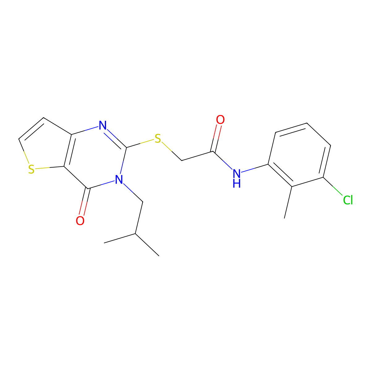 N-(3-chloro-2-methylphenyl)-2-{[3-(2-methylpropyl)-4-oxo-3,4-dihydrothieno[3,2-d]pyrimidin-2-yl]sulfanyl}acetamide molecular structure, CAS 1252923-01-5
