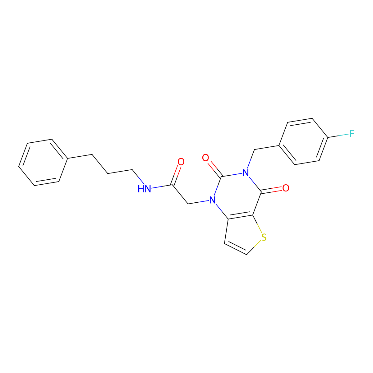 2-{3-[(4-fluorophenyl)methyl]-2,4-dioxo-1H,2H,3H,4H-thieno[3,2-d]pyrimidin-1-yl}-N-(3-phenylpropyl)acetamide molecular structure, CAS 1252923-06-0