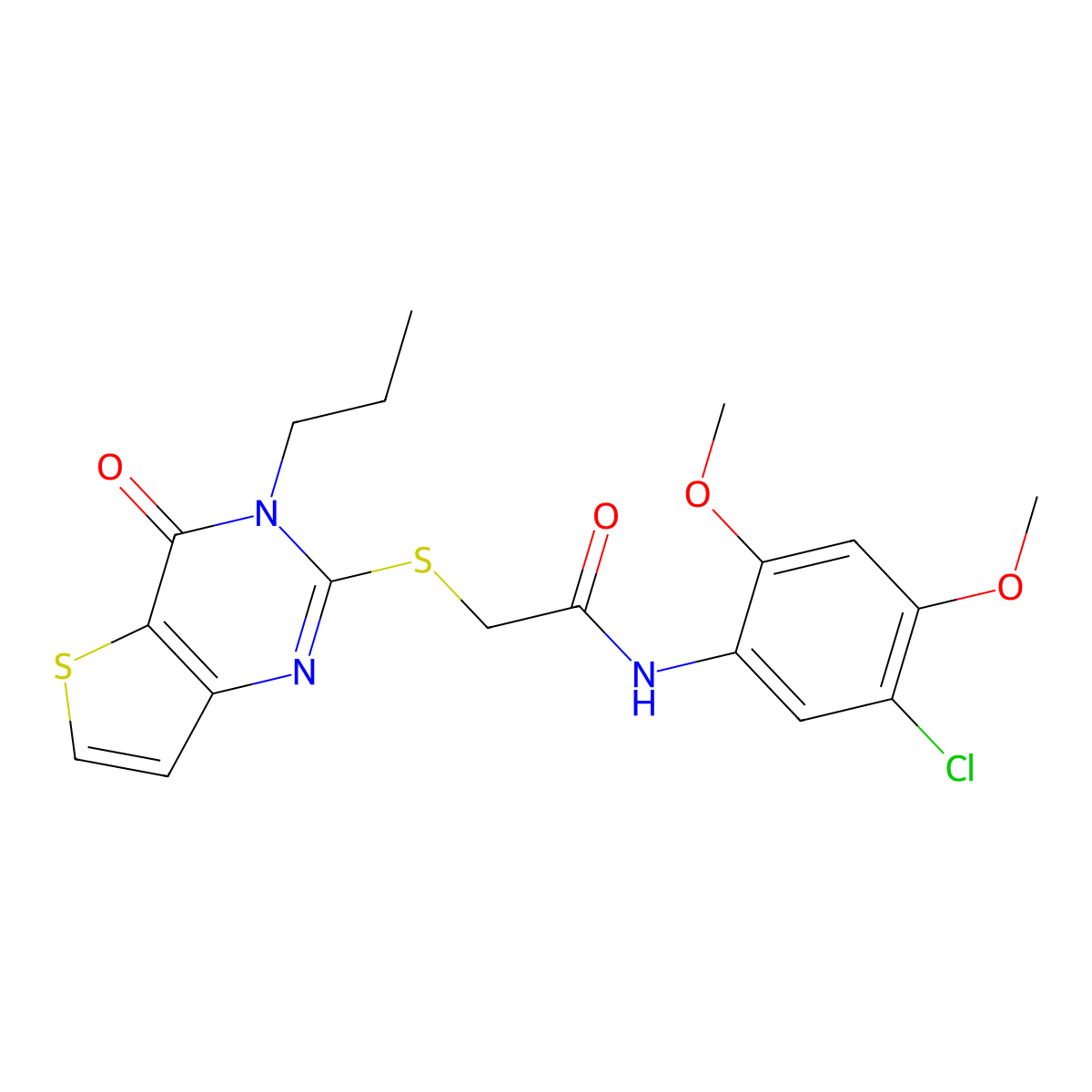 N-(5-chloro-2,4-dimethoxyphenyl)-2-({4-oxo-3-propyl-3H,4H-thieno[3,2-d]pyrimidin-2-yl}sulfanyl)acetamide molecular structure, CAS 1252923-33-3