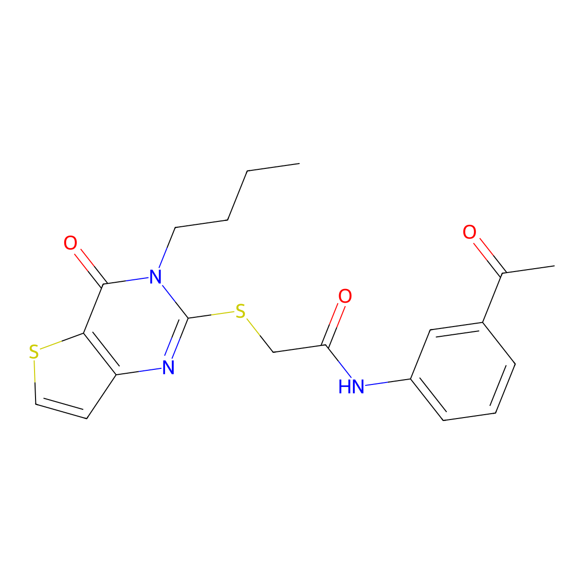 N-(3-acetylphenyl)-2-[(3-butyl-4-oxo-3,4-dihydrothieno[3,2-d]pyrimidin-2-yl)sulfanyl]acetamide molecular structure, CAS 1252923-87-7