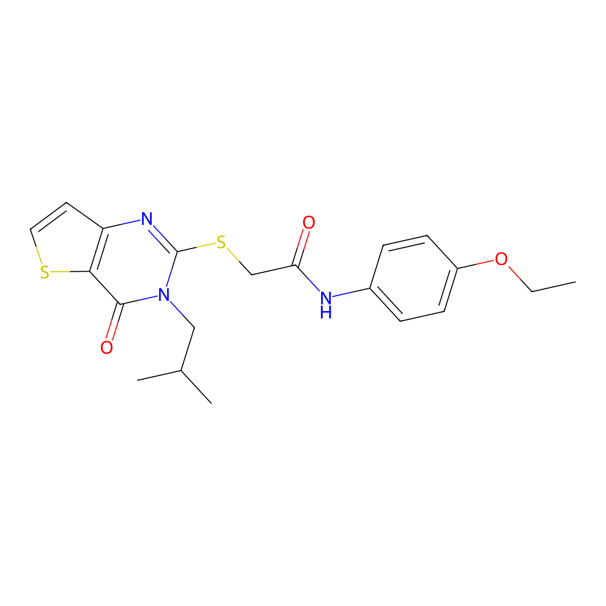 N-(4-ethoxyphenyl)-2-{[3-(2-methylpropyl)-4-oxo-3,4-dihydrothieno[3,2-d]pyrimidin-2-yl]sulfanyl}acetamide molecular structure, CAS 1252924-25-6