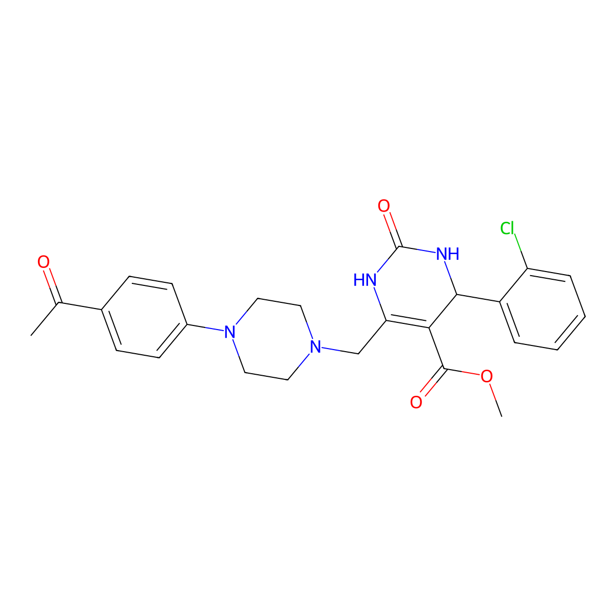 Methyl 6-{[4-(4-acetylphenyl)piperazin-1-yl]methyl}-4-(2-chlorophenyl)-2-oxo-1,2,3,4-tetrahydropyrimidine-5-carboxylate molecular structure, CAS 1252924-50-7