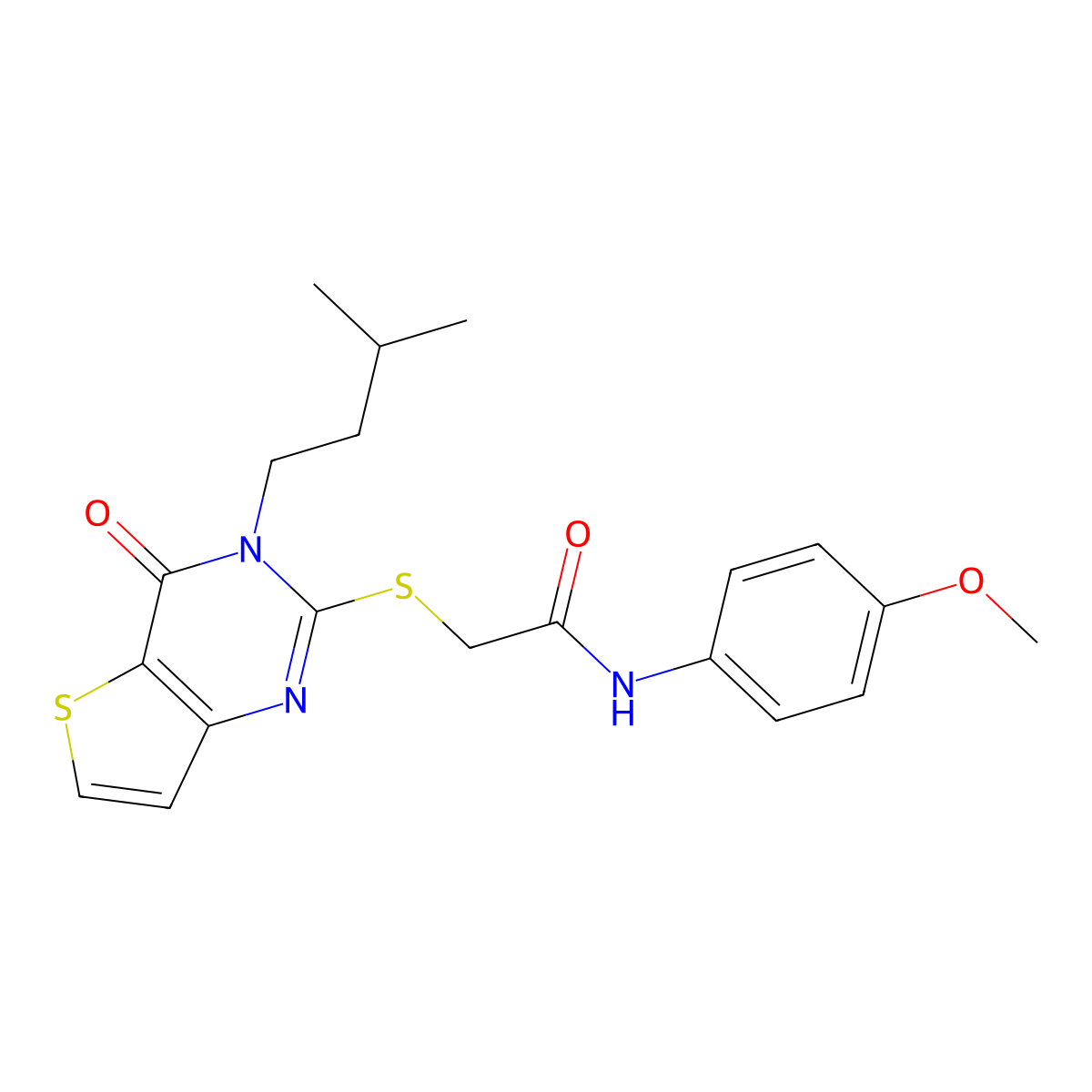 N-(4-methoxyphenyl)-2-{[3-(3-methylbutyl)-4-oxo-3,4-dihydrothieno[3,2-d]pyrimidin-2-yl]sulfanyl}acetamide molecular structure, CAS 1252924-52-9
