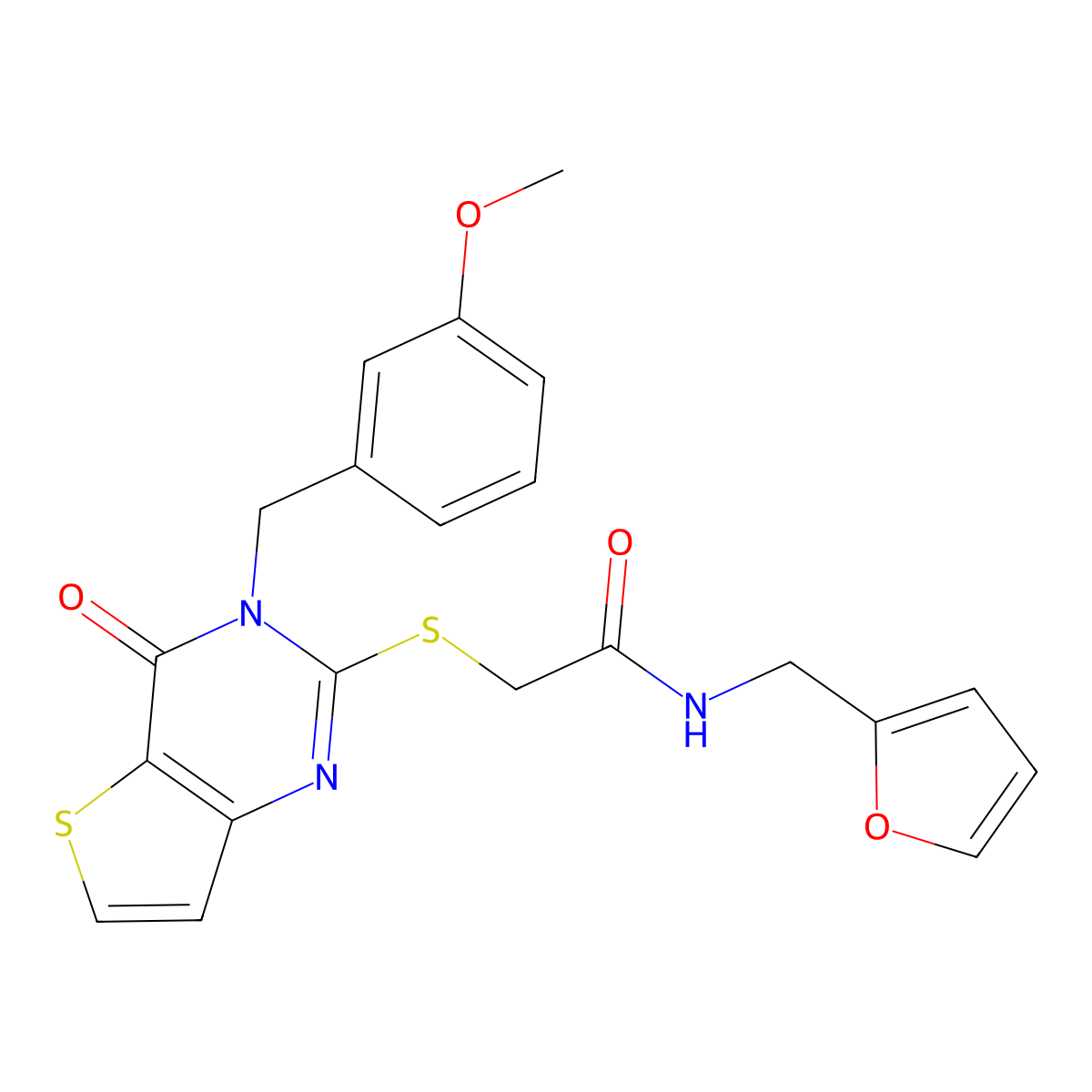 N-[(furan-2-yl)methyl]-2-({3-[(3-methoxyphenyl)methyl]-4-oxo-3H,4H-thieno[3,2-d]pyrimidin-2-yl}sulfanyl)acetamide molecular structure, CAS 1252924-57-4
