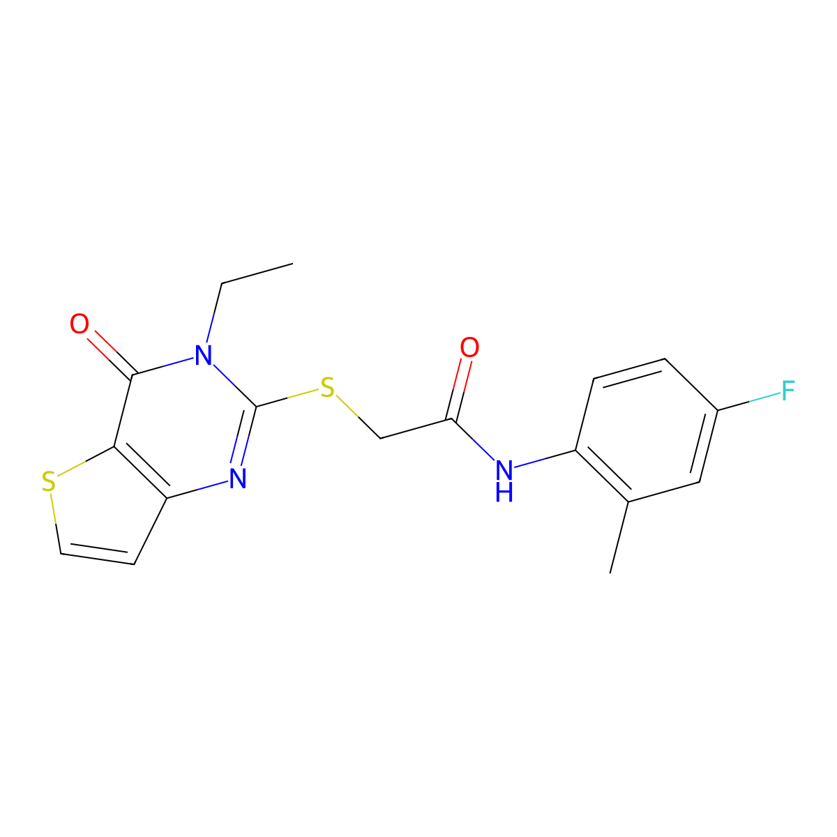 2-({3-ethyl-4-oxo-3H,4H-thieno[3,2-d]pyrimidin-2-yl}sulfanyl)-N-(4-fluoro-2-methylphenyl)acetamide molecular structure, CAS 1252924-65-4