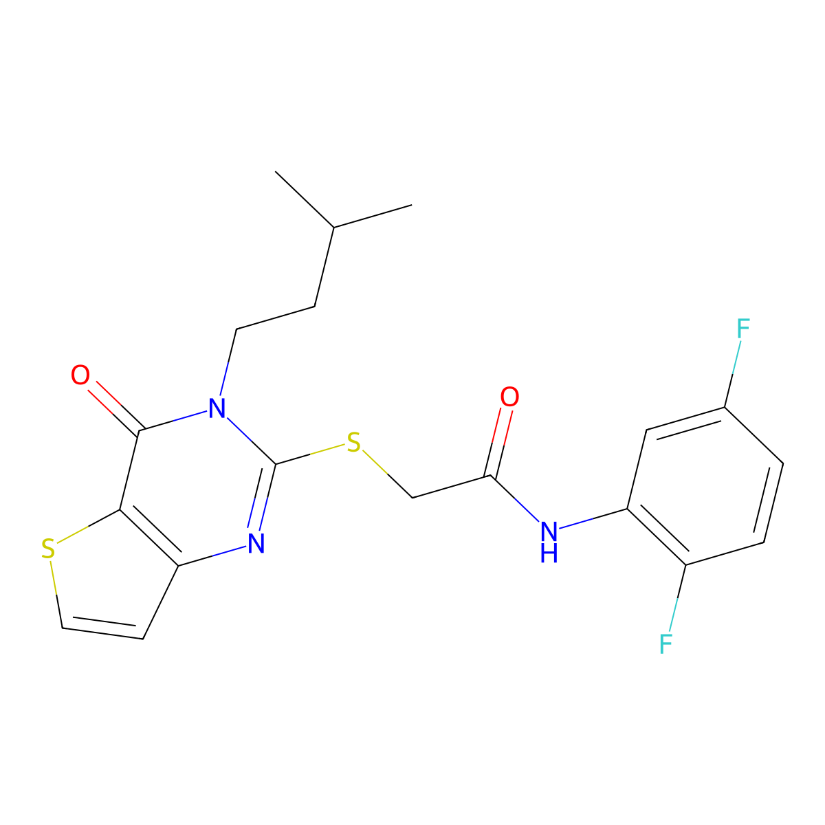 N-(2,5-difluorophenyl)-2-{[3-(3-methylbutyl)-4-oxo-3,4-dihydrothieno[3,2-d]pyrimidin-2-yl]sulfanyl}acetamide molecular structure, CAS 1252924-75-6