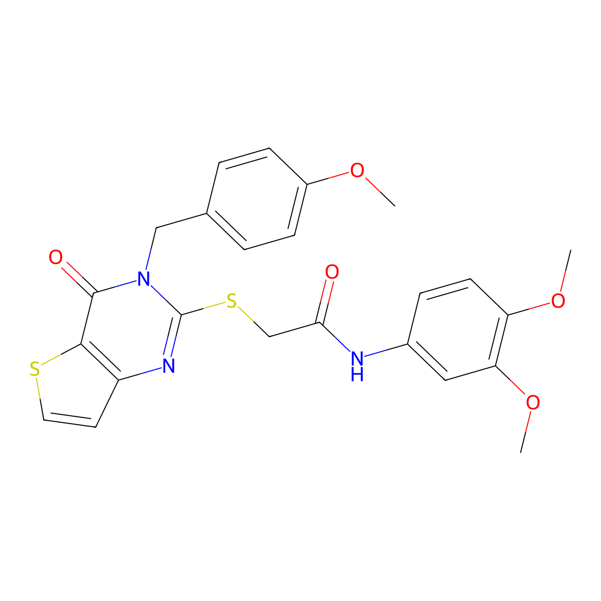 N-(3,4-dimethoxyphenyl)-2-({3-[(4-methoxyphenyl)methyl]-4-oxo-3H,4H-thieno[3,2-d]pyrimidin-2-yl}sulfanyl)acetamide molecular structure, CAS 1252924-92-7