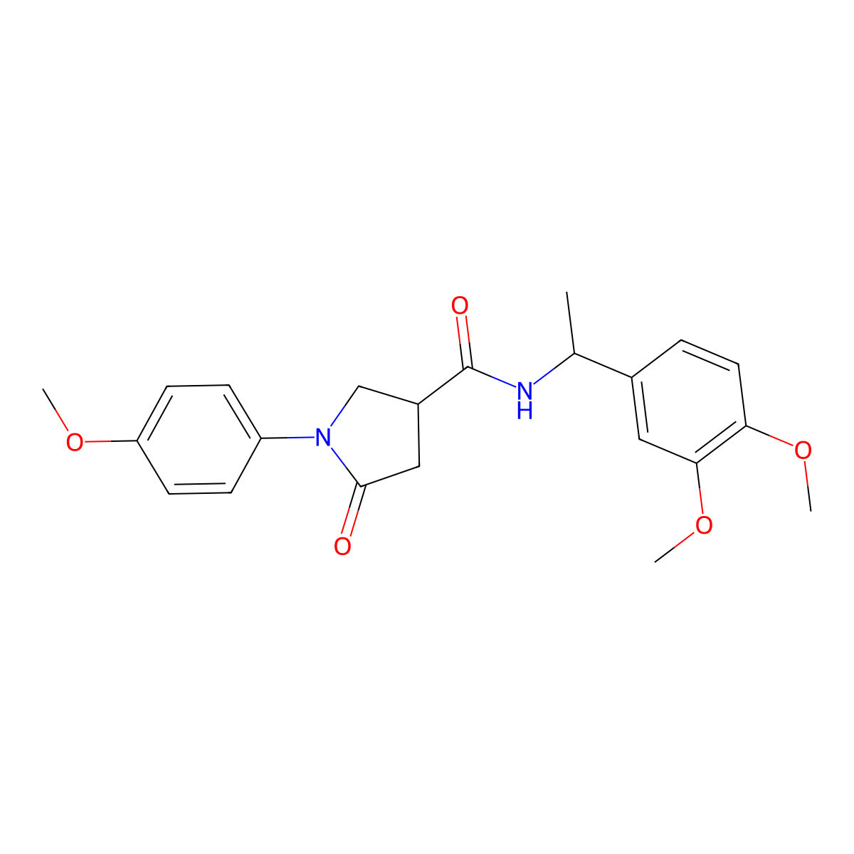 N-[1-(3,4-dimethoxyphenyl)ethyl]-1-(4-methoxyphenyl)-5-oxopyrrolidine-3-carboxamide molecular structure, CAS 1252924-95-0