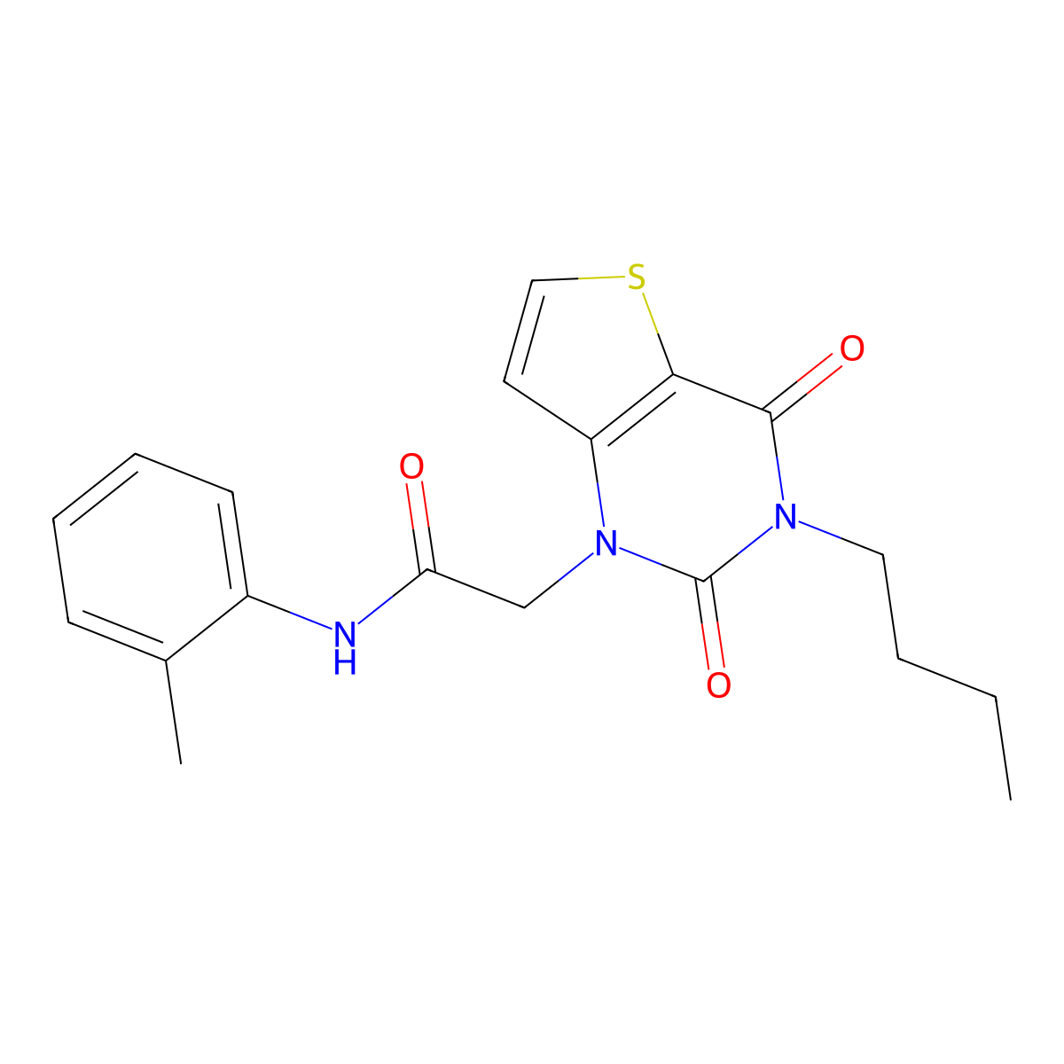 2-(3-butyl-2,4-dioxo-3,4-dihydrothieno[3,2-d]pyrimidin-1(2H)-yl)-N-(2-methylphenyl)acetamide molecular structure, CAS 1252924-96-1