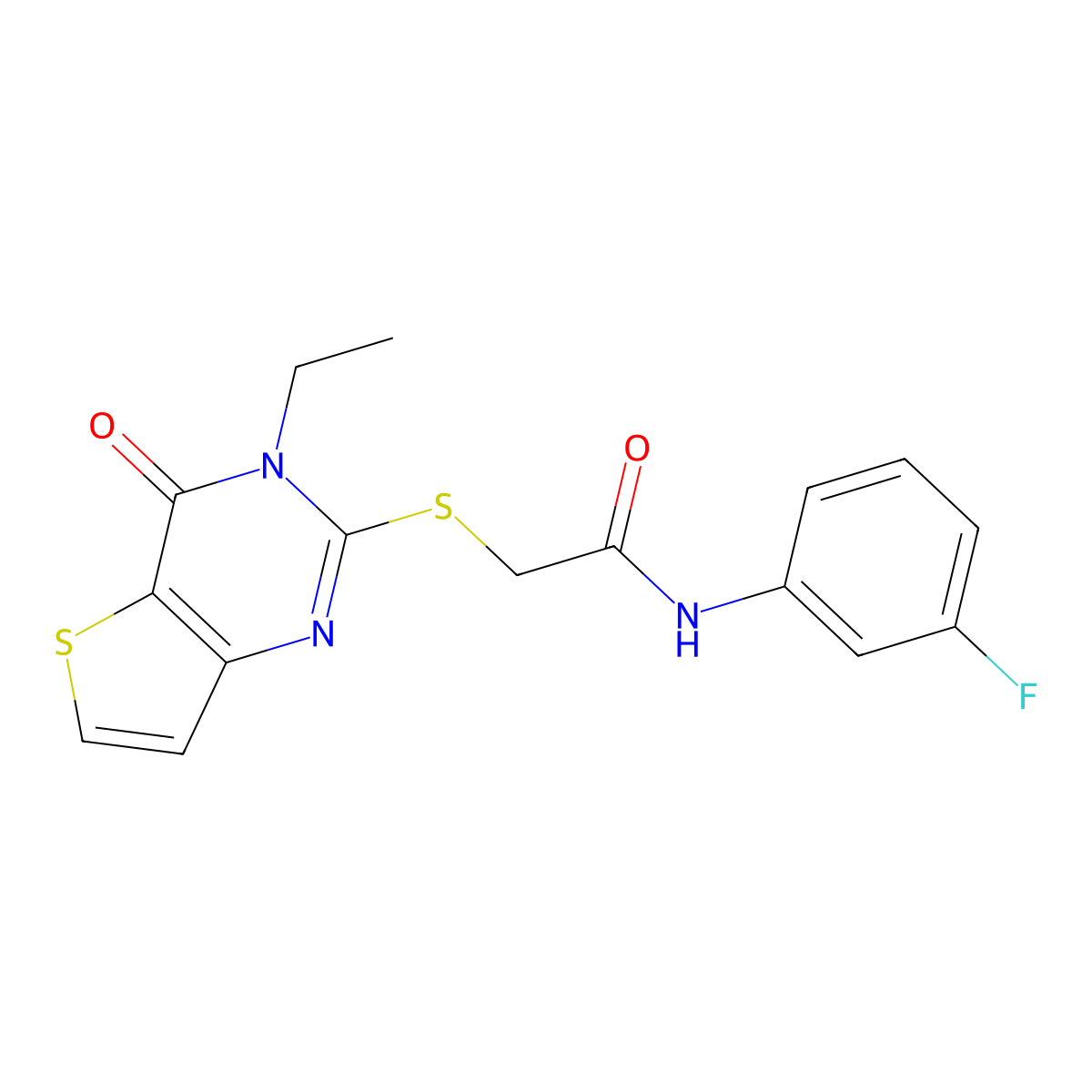 2-({3-ethyl-4-oxo-3H,4H-thieno[3,2-d]pyrimidin-2-yl}sulfanyl)-N-(3-fluorophenyl)acetamide molecular structure, CAS 1252925-59-9