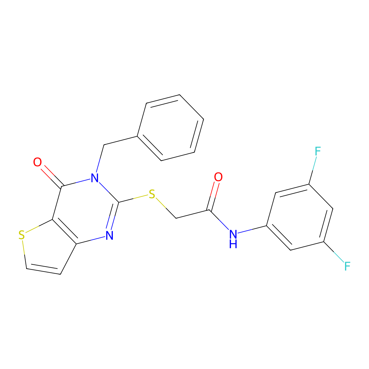 2-({3-benzyl-4-oxo-3H,4H-thieno[3,2-d]pyrimidin-2-yl}sulfanyl)-N-(3,5-difluorophenyl)acetamide molecular structure, CAS 1252925-77-1