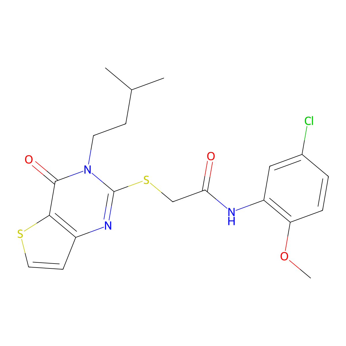 N-(5-chloro-2-methoxyphenyl)-2-{[3-(3-methylbutyl)-4-oxo-3,4-dihydrothieno[3,2-d]pyrimidin-2-yl]sulfanyl}acetamide molecular structure, CAS 1252925-92-0