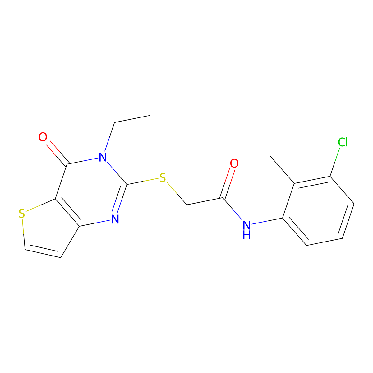 N-(3-chloro-2-methylphenyl)-2-({3-ethyl-4-oxo-3H,4H-thieno[3,2-d]pyrimidin-2-yl}sulfanyl)acetamide molecular structure, CAS 1252926-23-0