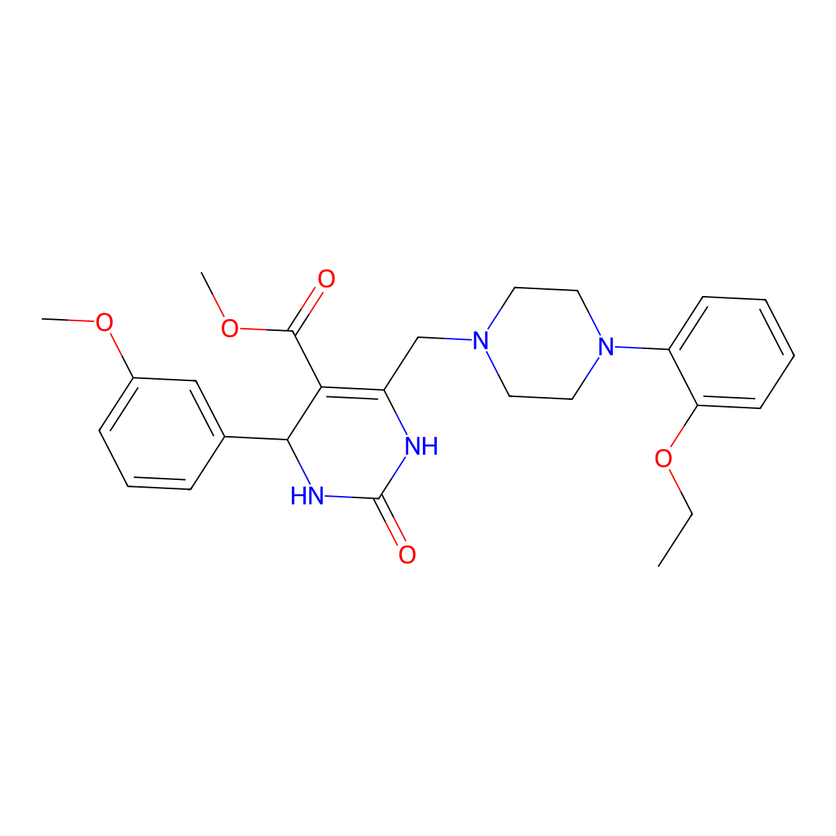 Methyl 6-{[4-(2-ethoxyphenyl)piperazin-1-yl]methyl}-4-(3-methoxyphenyl)-2-oxo-1,2,3,4-tetrahydropyrimidine-5-carboxylate molecular structure, CAS 1252926-36-5