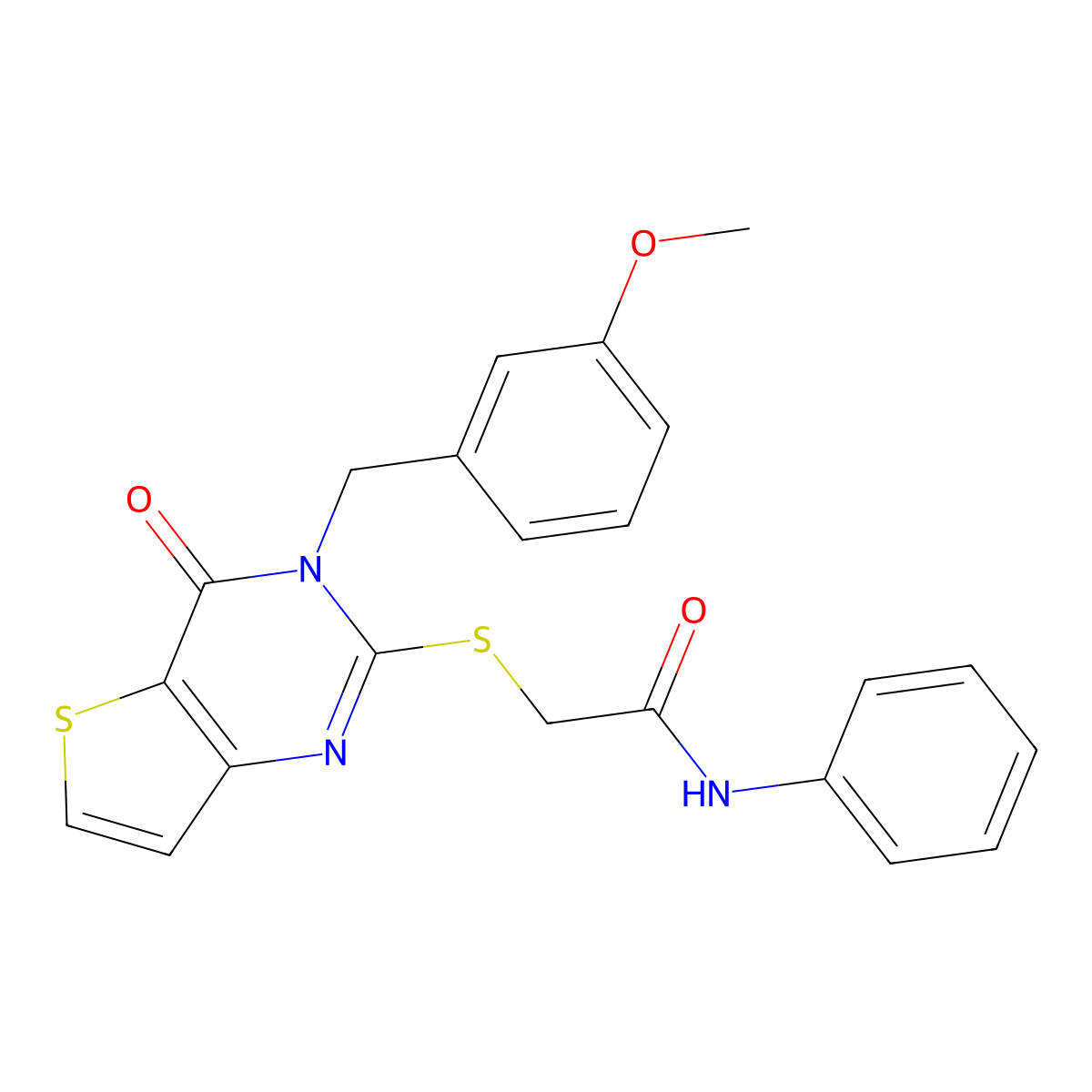 2-{[3-(3-methoxybenzyl)-4-oxo-3,4-dihydrothieno[3,2-d]pyrimidin-2-yl]sulfanyl}-N-phenylacetamide molecular structure, CAS 1252926-39-8