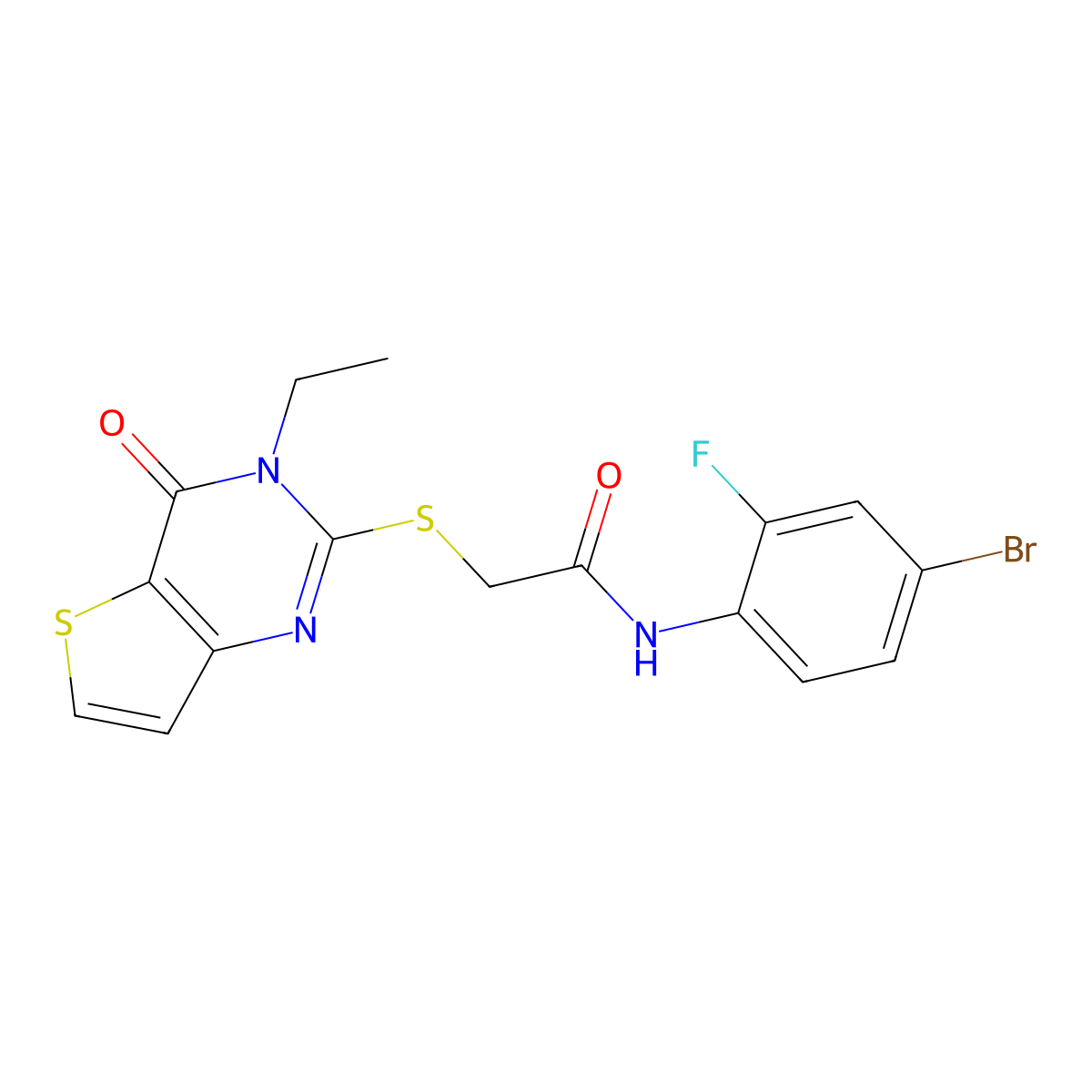 N-(4-bromo-2-fluorophenyl)-2-((3-ethyl-4-oxo-3,4-dihydrothieno[3,2-d]pyrimidin-2-yl)thio)acetamide molecular structure, CAS 1252926-51-4