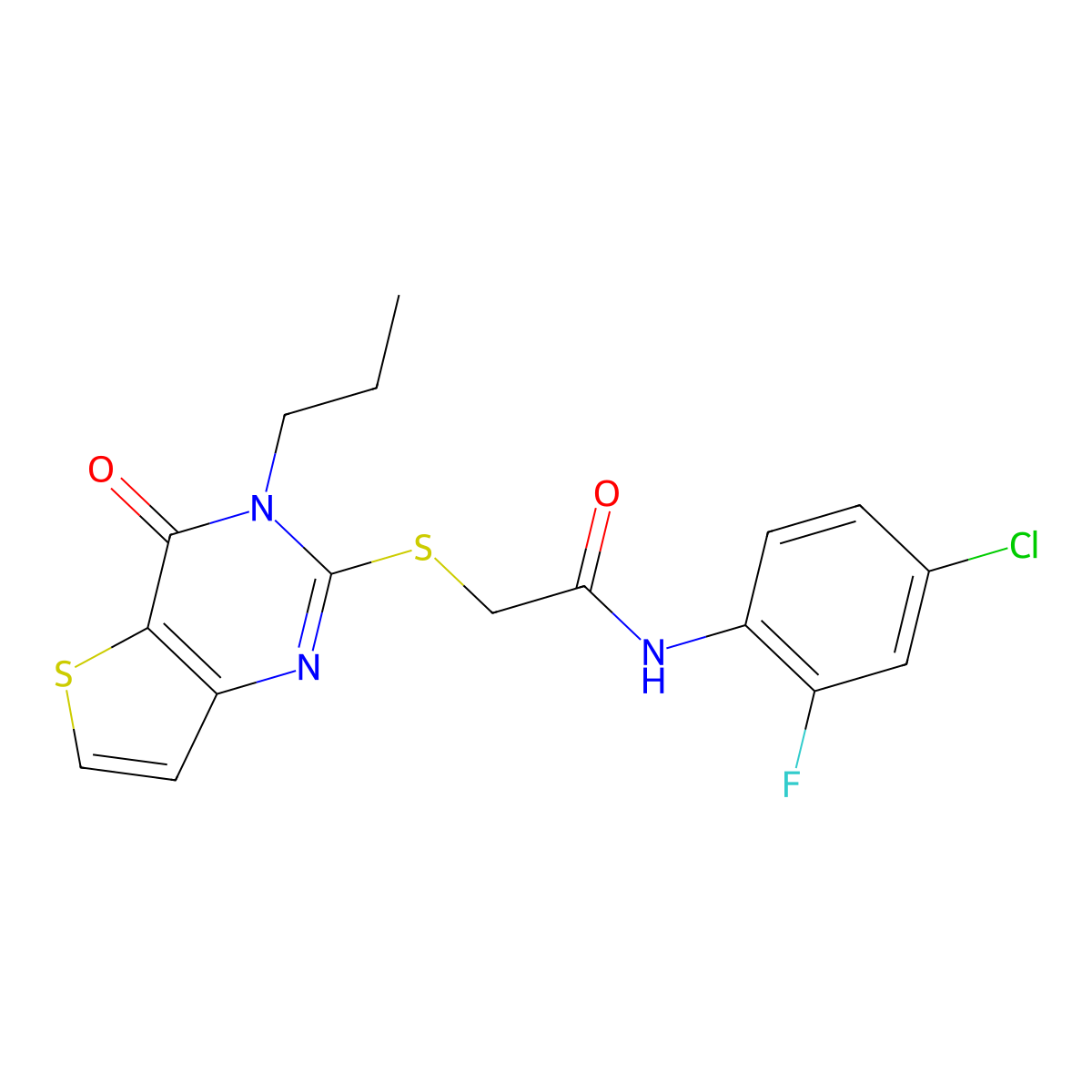 N-(4-chloro-2-fluorophenyl)-2-({4-oxo-3-propyl-3H,4H-thieno[3,2-d]pyrimidin-2-yl}sulfanyl)acetamide molecular structure, CAS 1252926-89-8