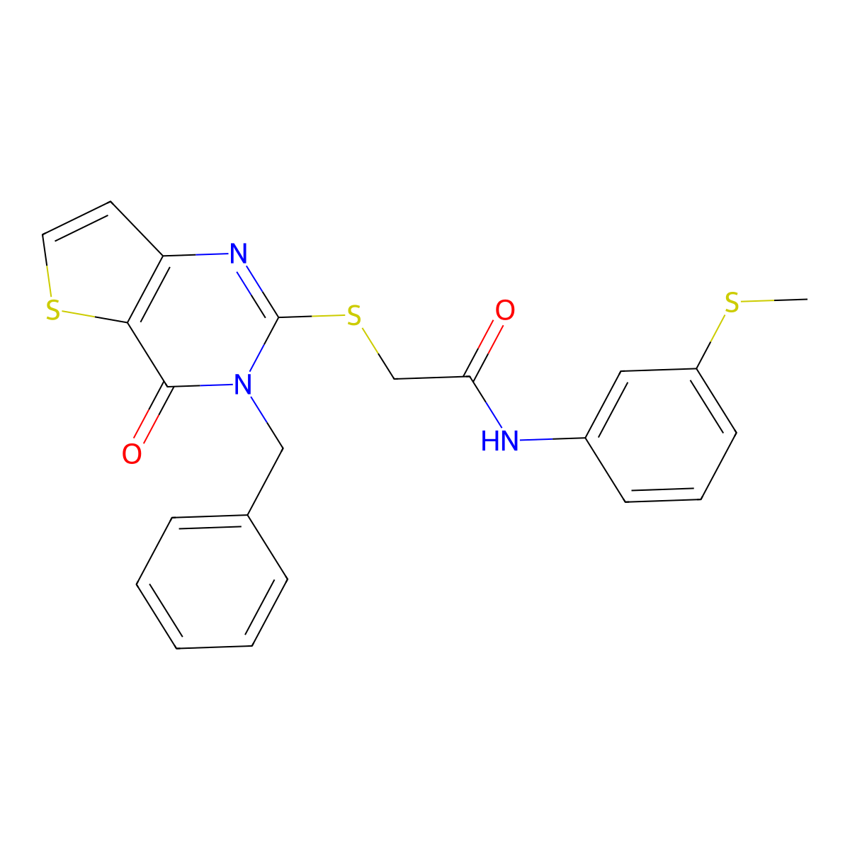 2-({3-benzyl-4-oxo-3H,4H-thieno[3,2-d]pyrimidin-2-yl}sulfanyl)-N-[3-(methylsulfanyl)phenyl]acetamide molecular structure, CAS 1252927-10-8