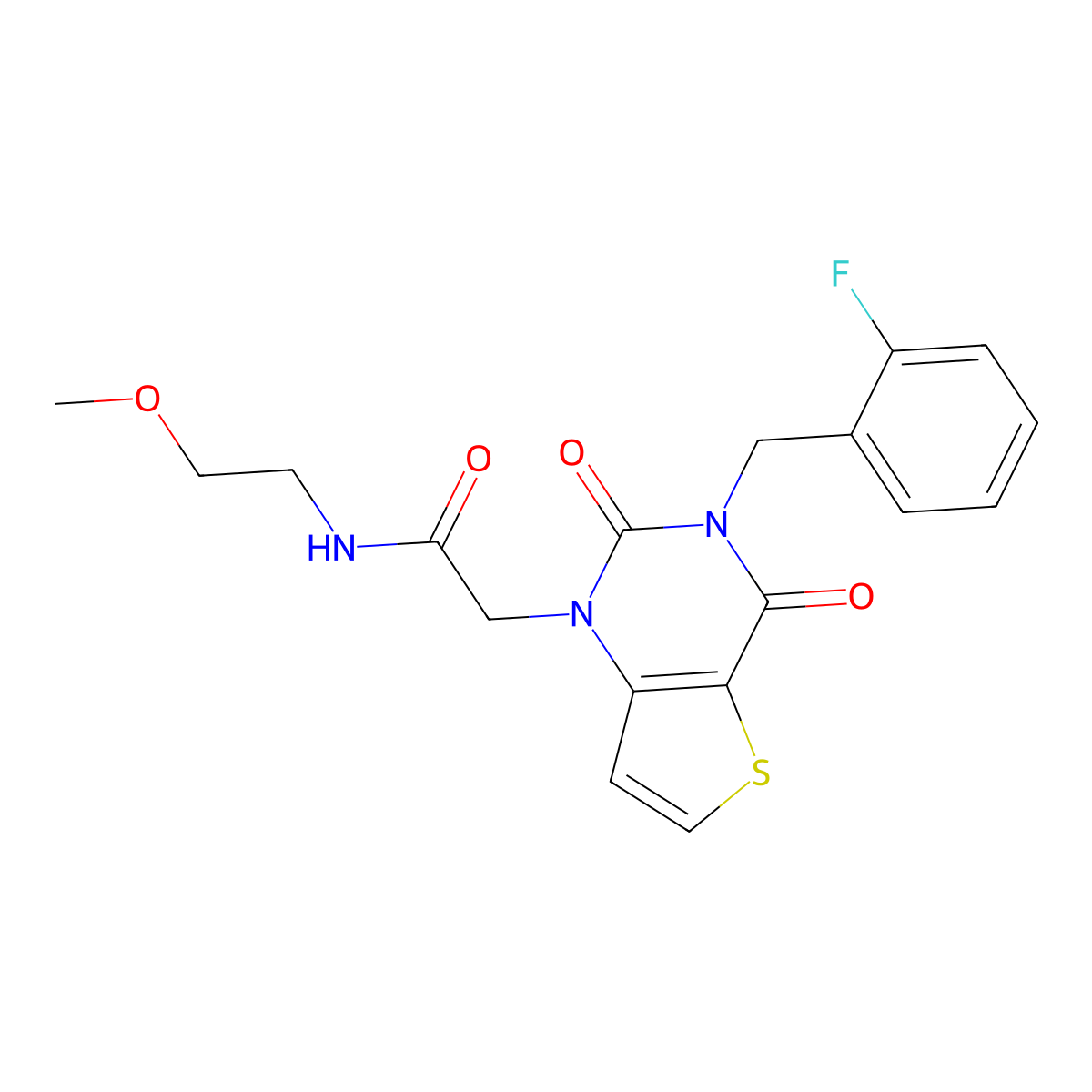 2-[3-(2-fluorobenzyl)-2,4-dioxo-3,4-dihydrothieno[3,2-d]pyrimidin-1(2H)-yl]-N-(2-methoxyethyl)acetamide molecular structure, CAS 1252927-15-3
