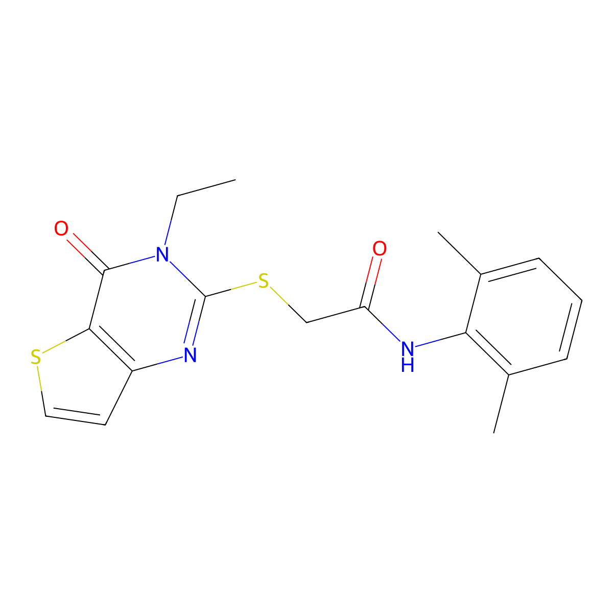 N-(2,6-dimethylphenyl)-2-[(3-ethyl-4-oxo-3,4-dihydrothieno[3,2-d]pyrimidin-2-yl)sulfanyl]acetamide molecular structure, CAS 1252927-20-0