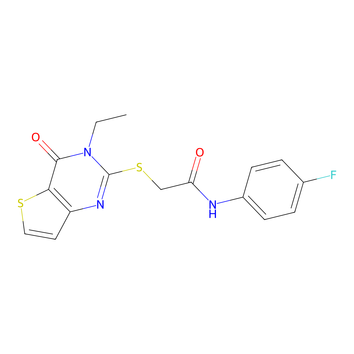 2-[(3-ethyl-4-oxo-3,4-dihydrothieno[3,2-d]pyrimidin-2-yl)sulfanyl]-N-(4-fluorophenyl)acetamide molecular structure, CAS 1252927-25-5
