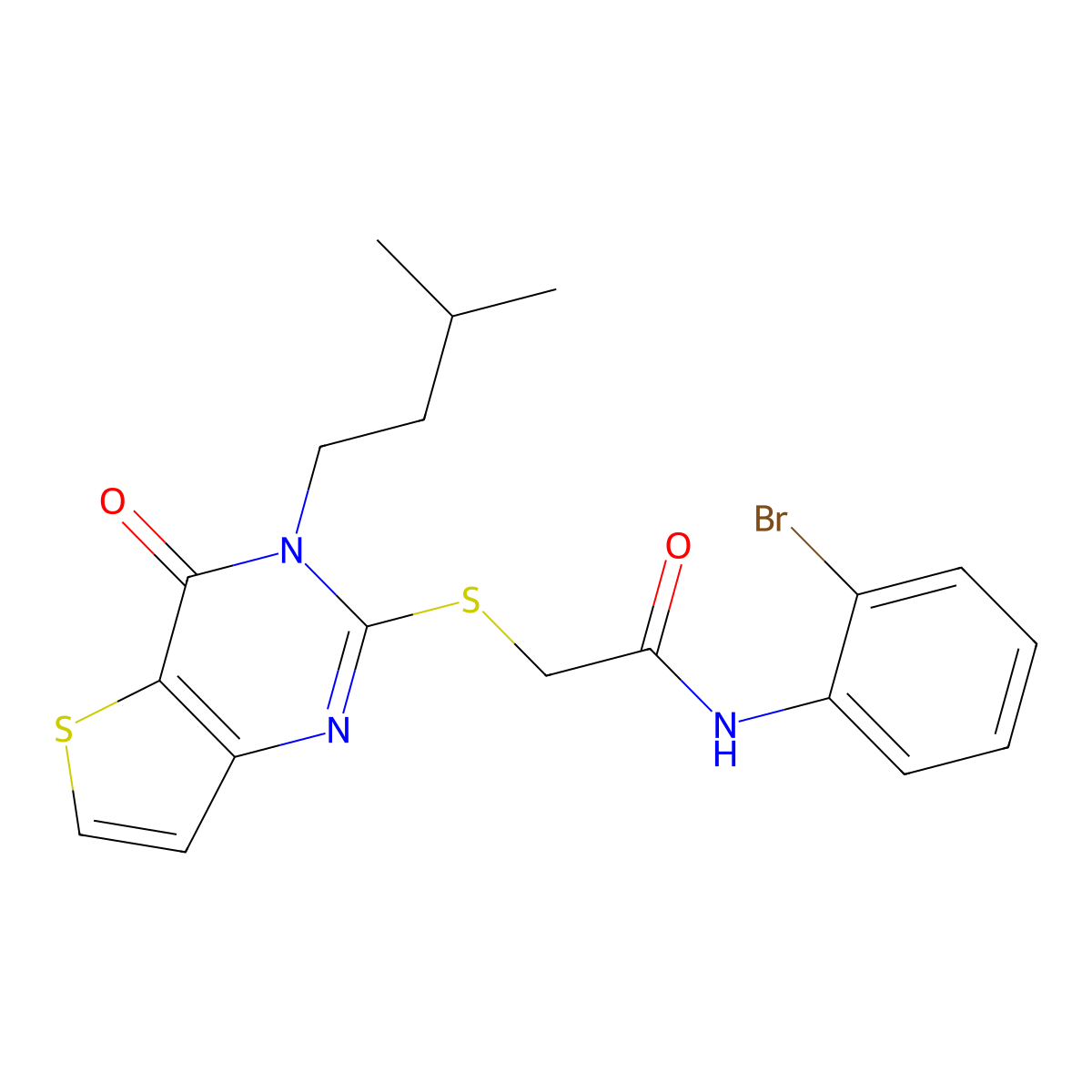 N-(2-bromophenyl)-2-{[3-(3-methylbutyl)-4-oxo-3,4-dihydrothieno[3,2-d]pyrimidin-2-yl]sulfanyl}acetamide molecular structure, CAS 1252928-06-5