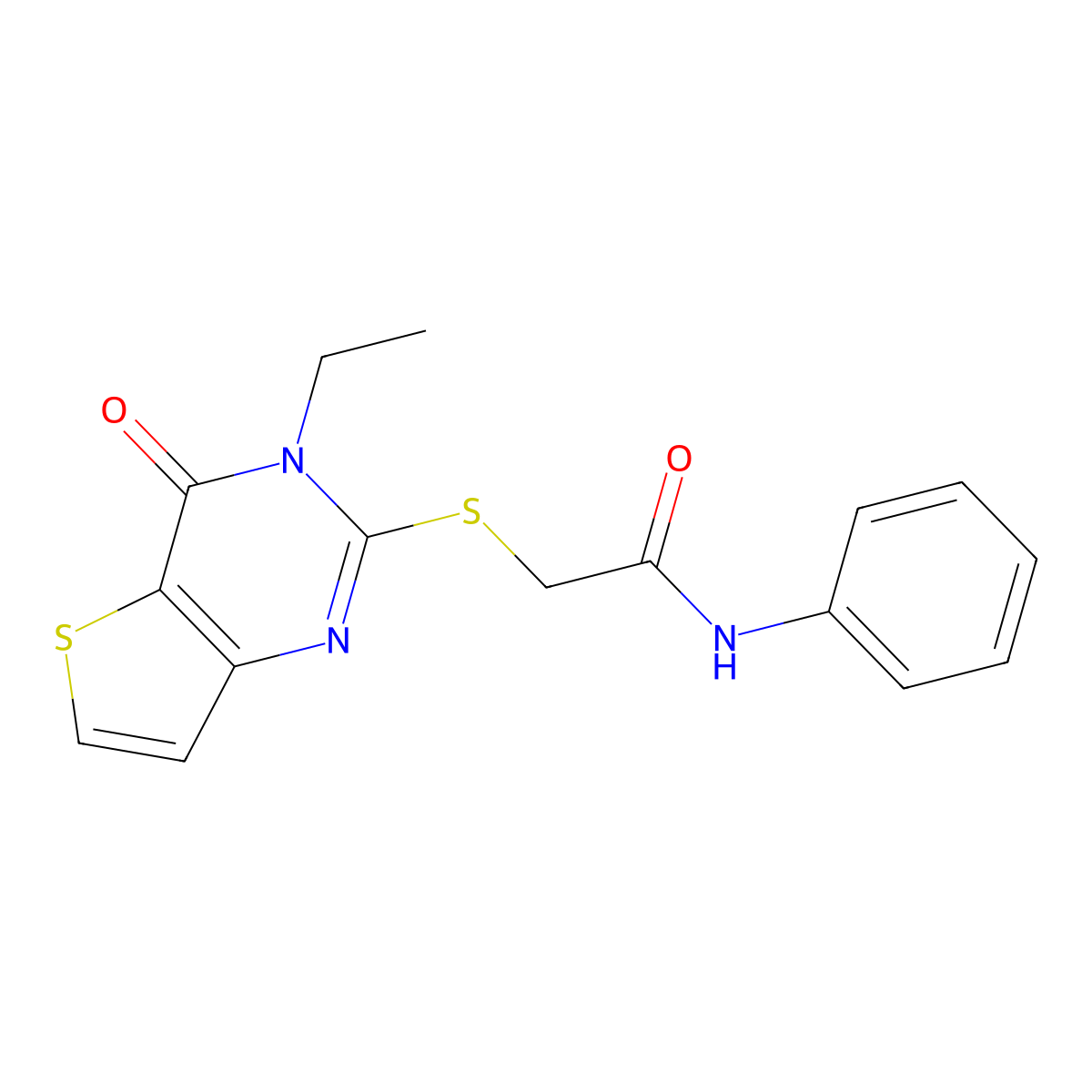 2-((3-ethyl-4-oxo-3,4-dihydrothieno[3,2-d]pyrimidin-2-yl)thio)-N-phenylacetamide molecular structure, CAS 1252928-11-2