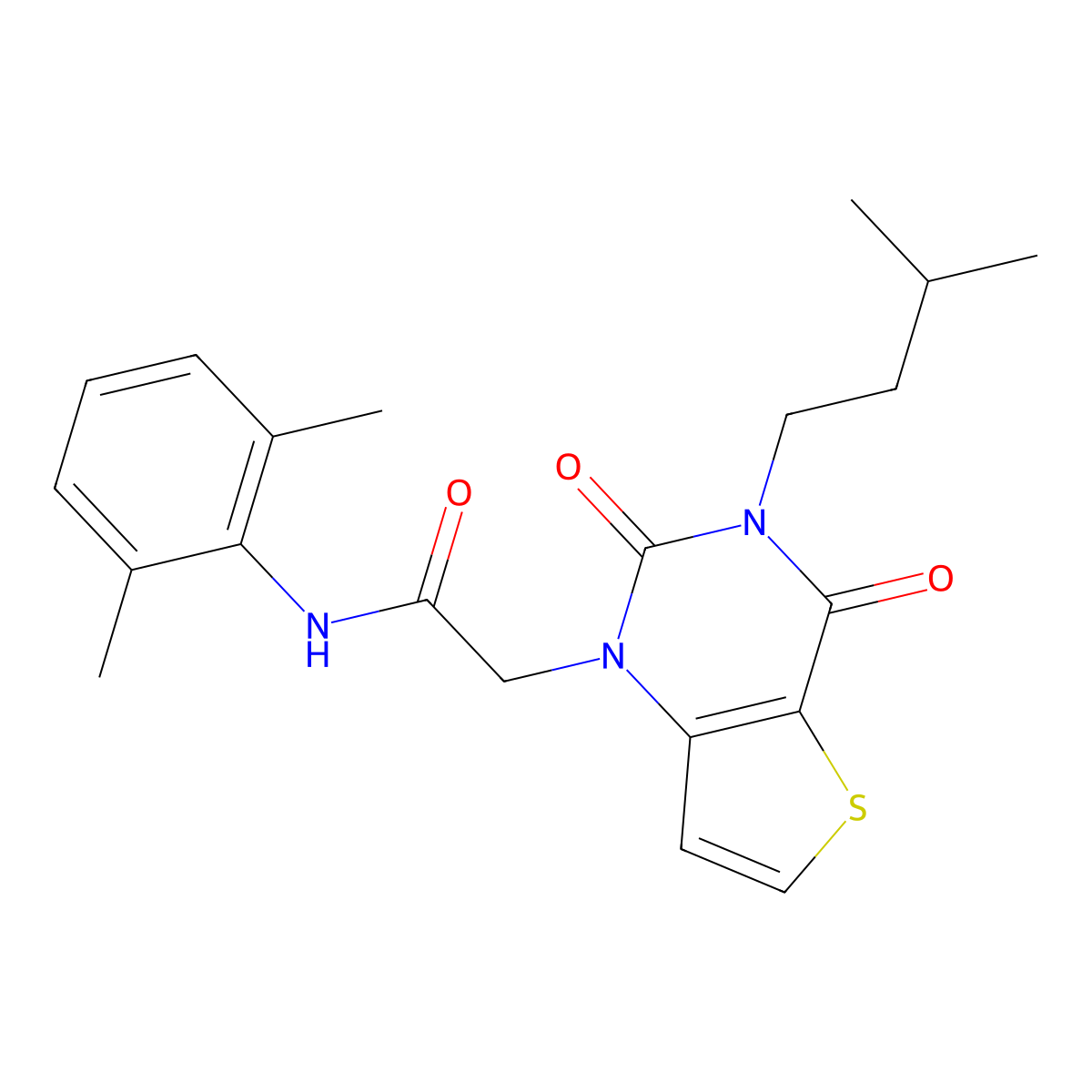 N-(2,6-dimethylphenyl)-2-[3-(3-methylbutyl)-2,4-dioxo-3,4-dihydrothieno[3,2-d]pyrimidin-1(2H)-yl]acetamide molecular structure, CAS 1252928-23-6