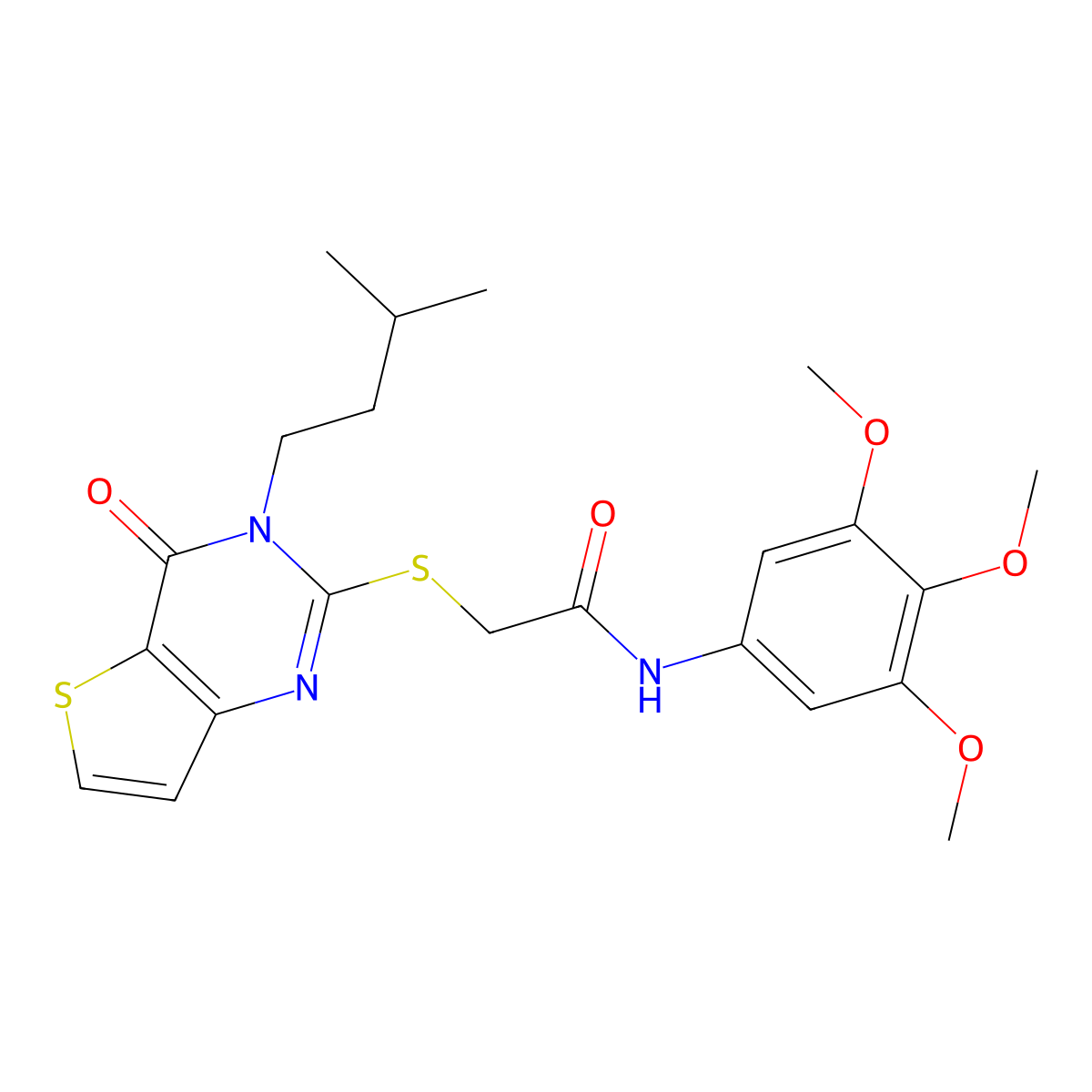2-{[3-(3-methylbutyl)-4-oxo-3,4-dihydrothieno[3,2-d]pyrimidin-2-yl]sulfanyl}-N-(3,4,5-trimethoxyphenyl)acetamide molecular structure, CAS 1252928-28-1