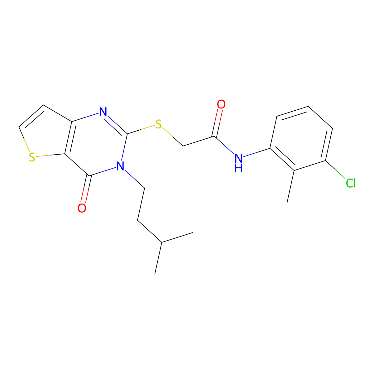 N-(3-chloro-2-methylphenyl)-2-{[3-(3-methylbutyl)-4-oxo-3,4-dihydrothieno[3,2-d]pyrimidin-2-yl]sulfanyl}acetamide molecular structure, CAS 1252928-34-9