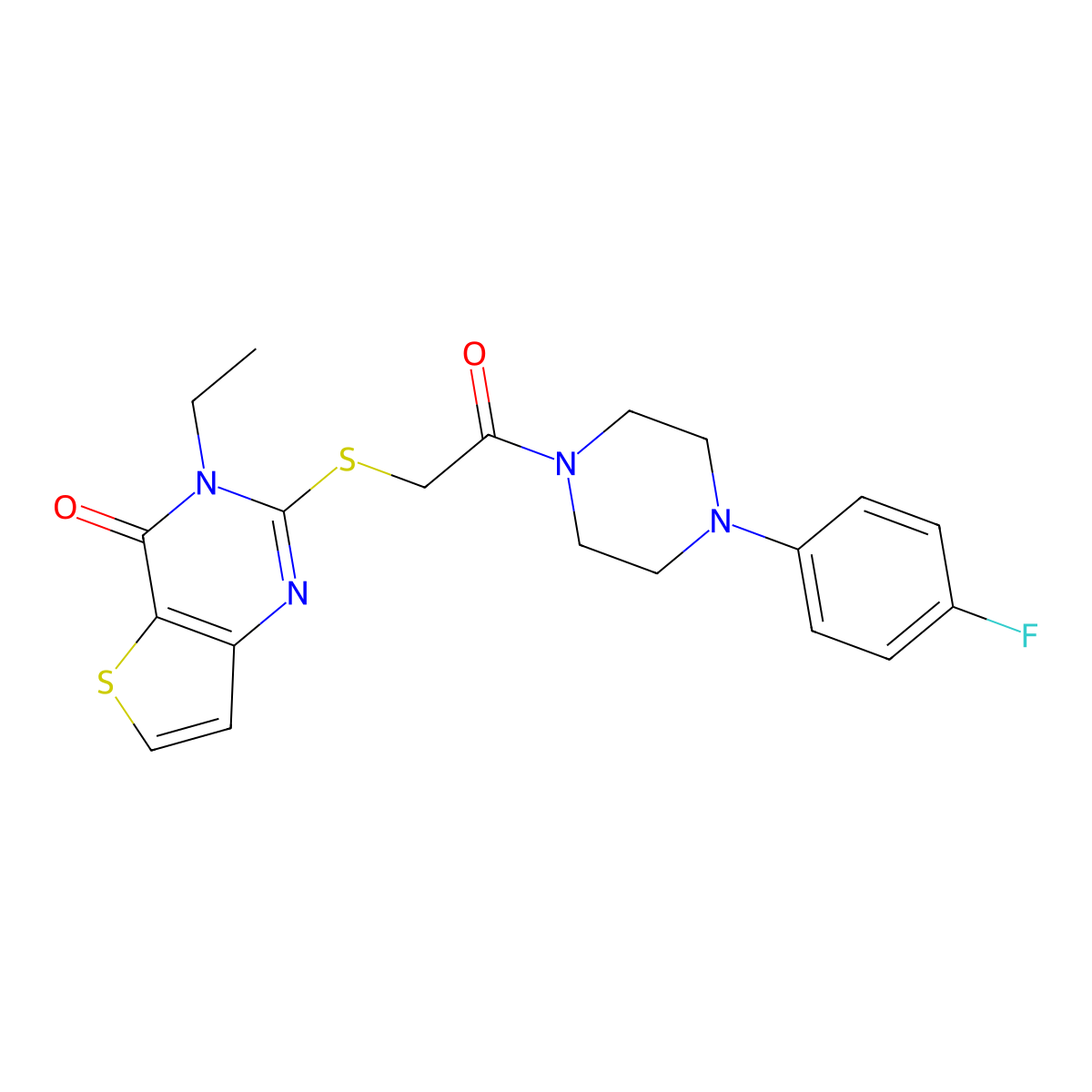 3-ethyl-2-({2-[4-(4-fluorophenyl)piperazin-1-yl]-2-oxoethyl}sulfanyl)thieno[3,2-d]pyrimidin-4(3H)-one molecular structure, CAS 1252928-60-1