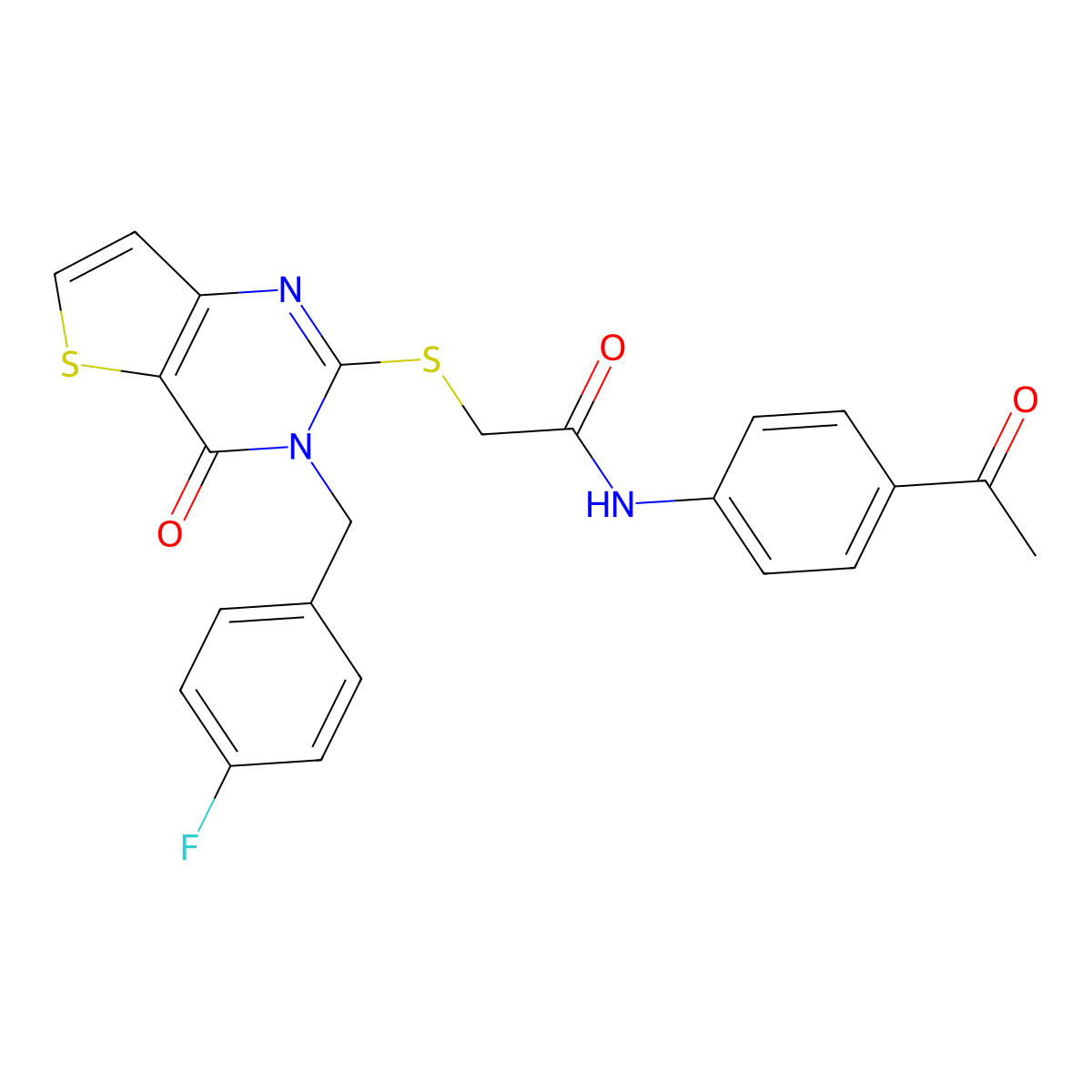 N-(4-acetylphenyl)-2-({3-[(4-fluorophenyl)methyl]-4-oxo-3H,4H-thieno[3,2-d]pyrimidin-2-yl}sulfanyl)acetamide molecular structure, CAS 1252928-83-8