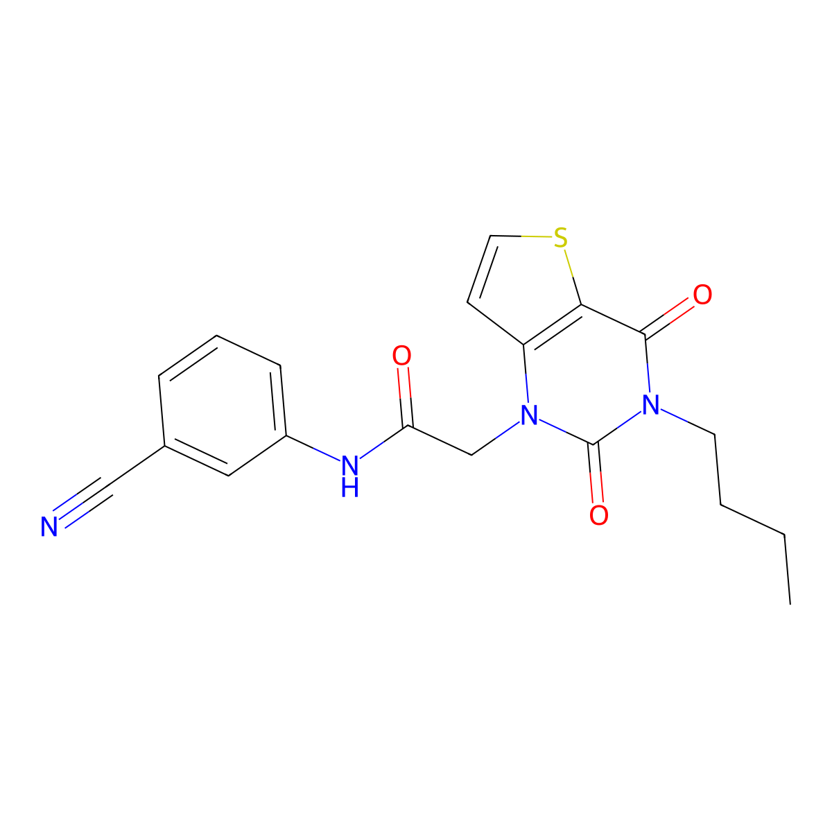 2-(3-butyl-2,4-dioxo-3,4-dihydrothieno[3,2-d]pyrimidin-1(2H)-yl)-N-(3-cyanophenyl)acetamide molecular structure, CAS 1252929-13-7