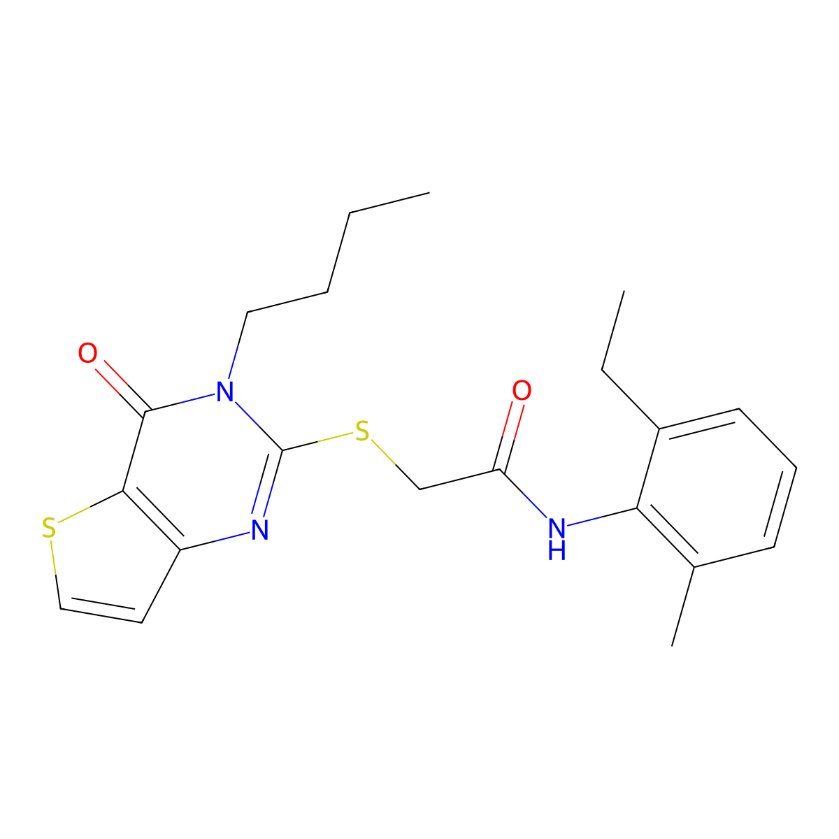 2-[(3-butyl-4-oxo-3,4-dihydrothieno[3,2-d]pyrimidin-2-yl)sulfanyl]-N-(2-ethyl-6-methylphenyl)acetamide molecular structure, CAS 1252929-16-0