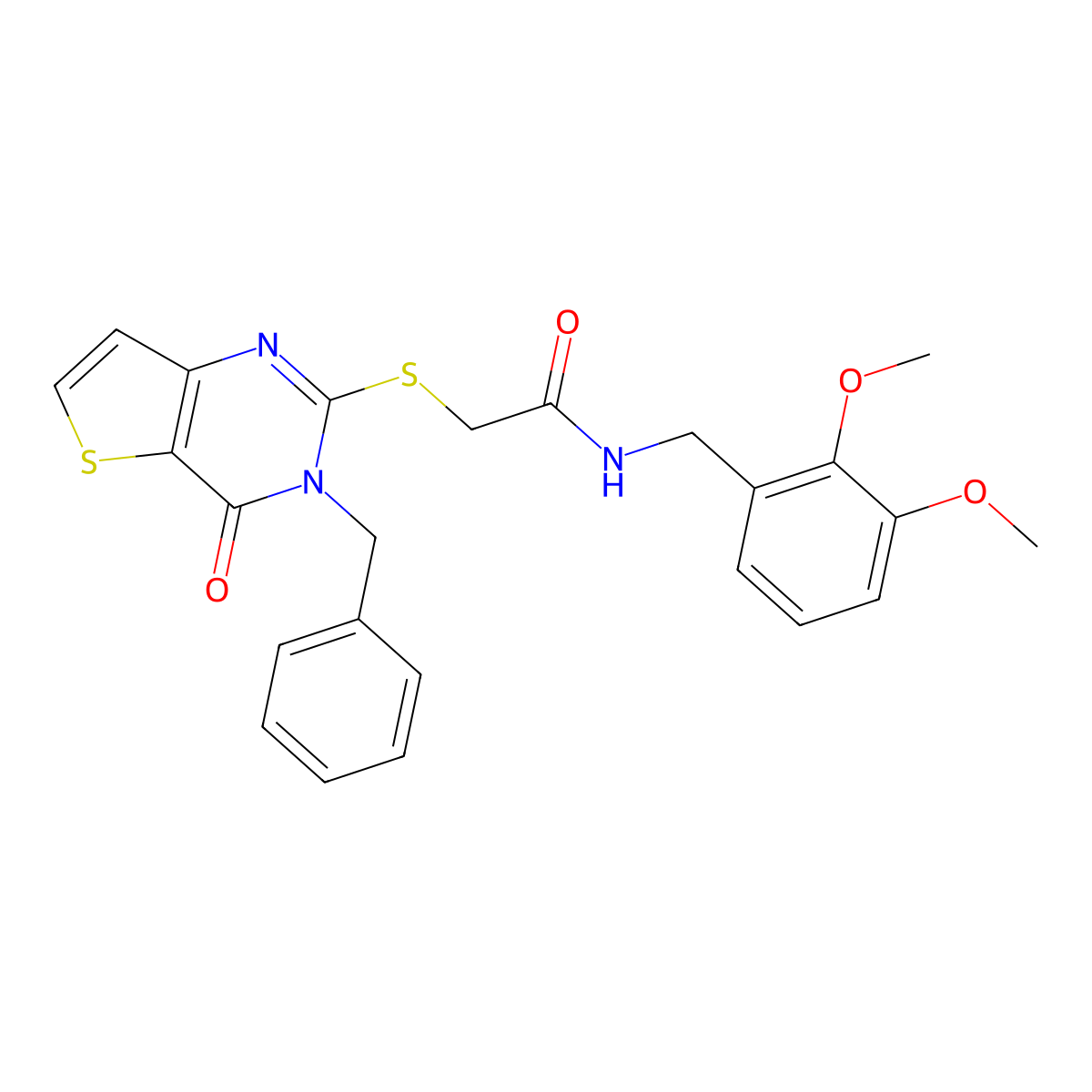 2-({3-benzyl-4-oxo-3H,4H-thieno[3,2-d]pyrimidin-2-yl}sulfanyl)-N-[(2,3-dimethoxyphenyl)methyl]acetamide molecular structure, CAS 1252929-23-9