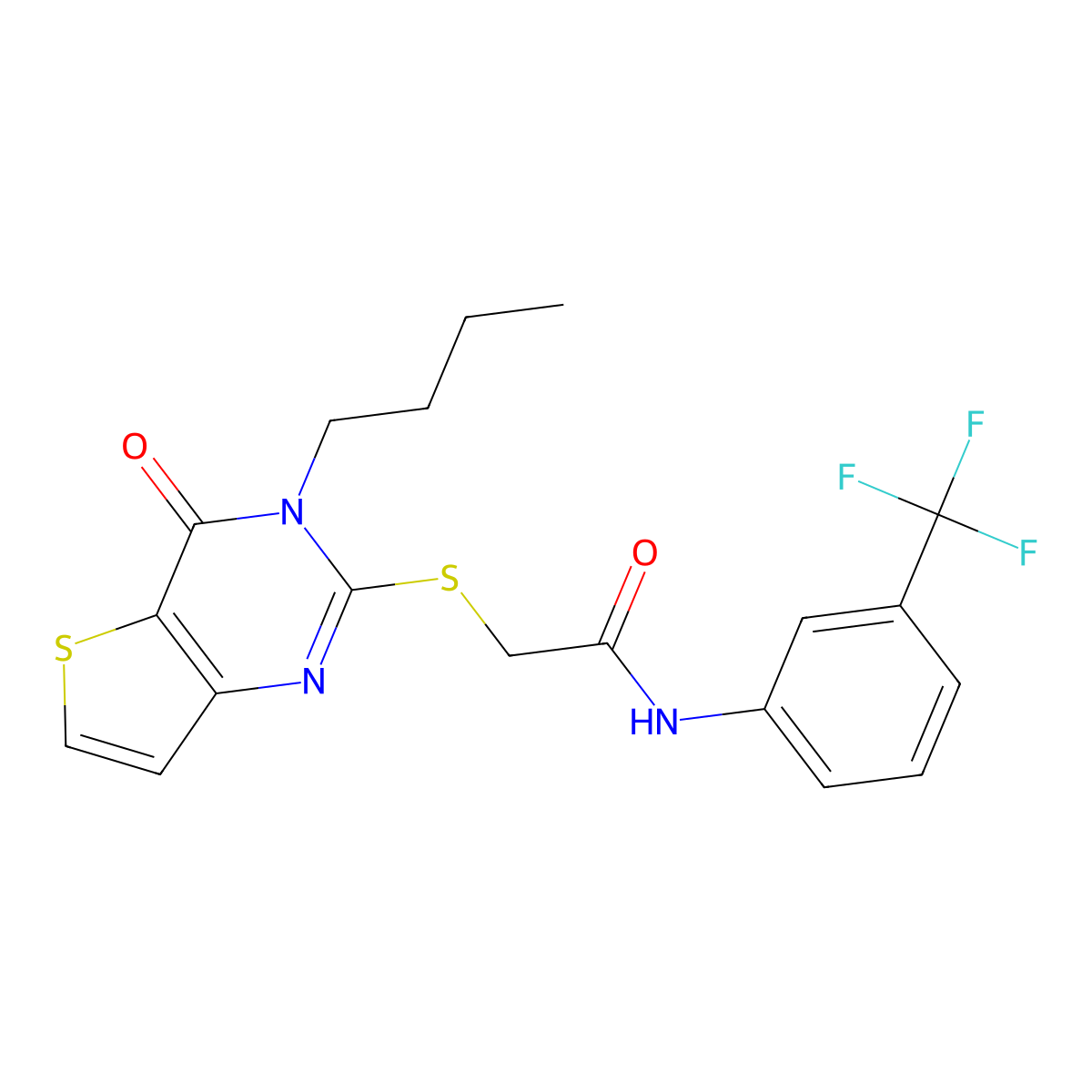 2-[(3-butyl-4-oxo-3,4-dihydrothieno[3,2-d]pyrimidin-2-yl)sulfanyl]-N-[3-(trifluoromethyl)phenyl]acetamide molecular structure, CAS 1252929-26-2