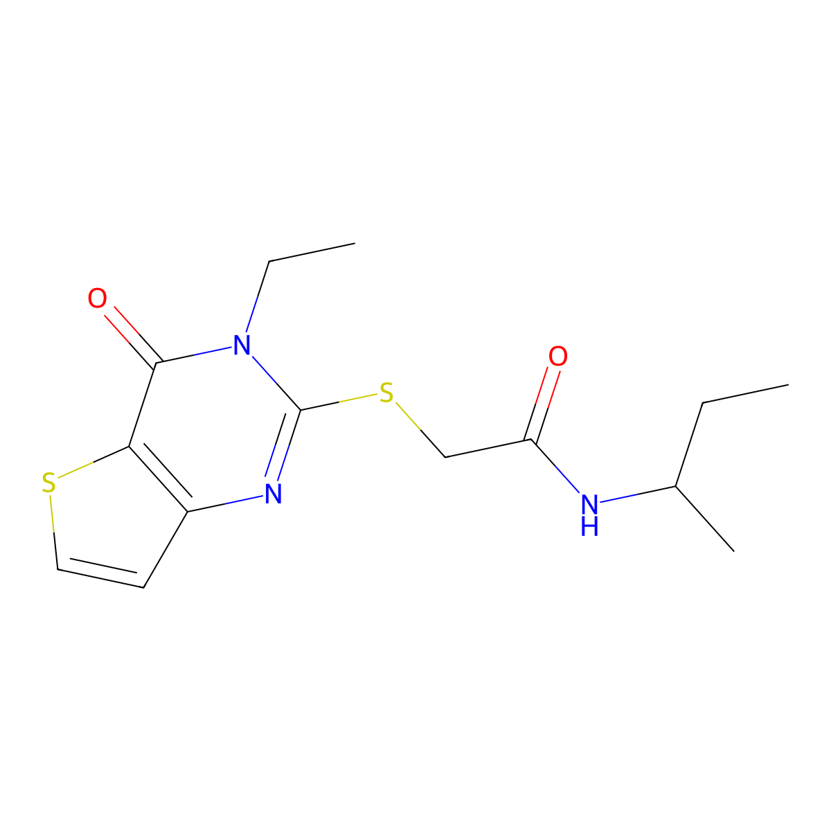 N-(butan-2-yl)-2-[(3-ethyl-4-oxo-3,4-dihydrothieno[3,2-d]pyrimidin-2-yl)sulfanyl]acetamide molecular structure, CAS 1252929-33-1