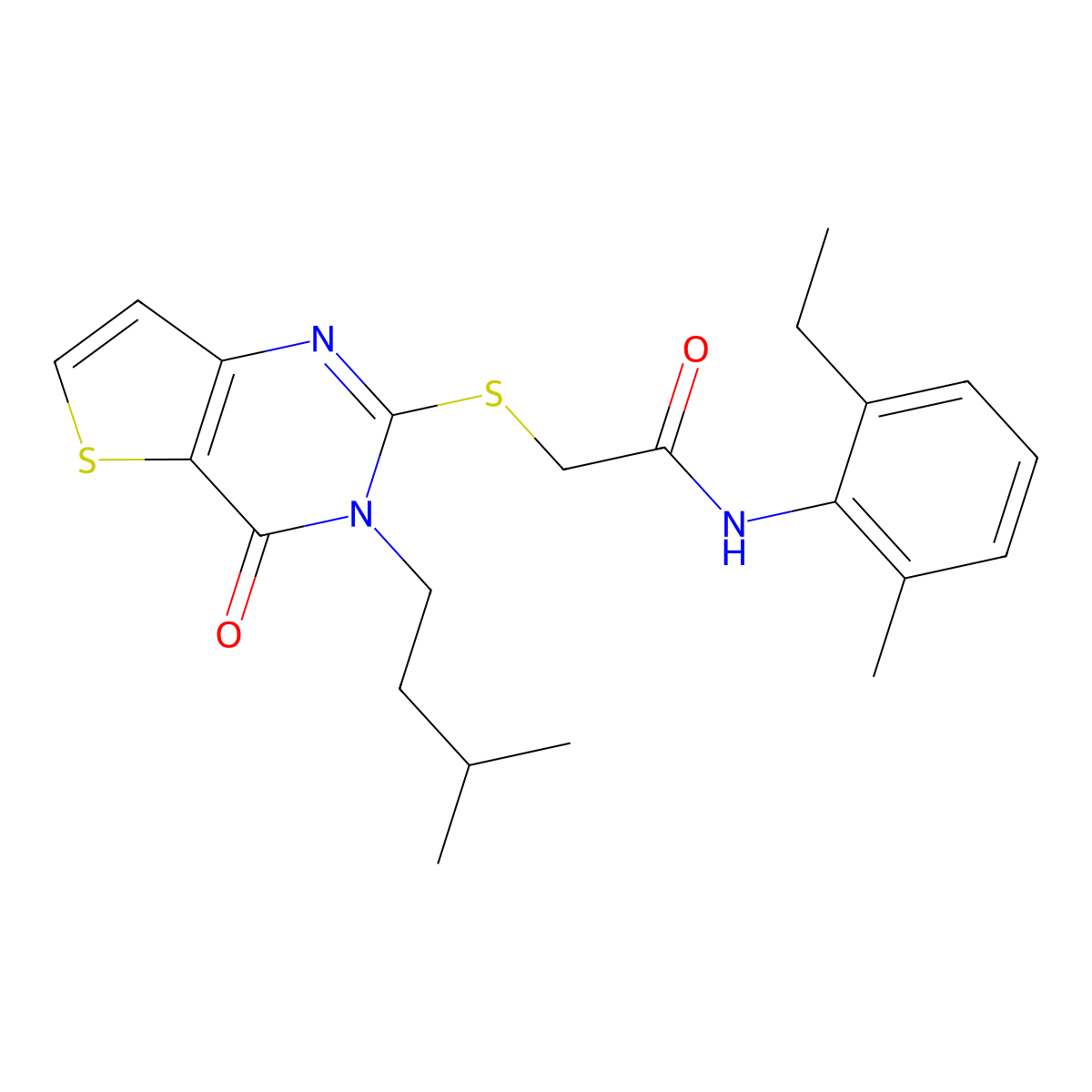 N-(2-ethyl-6-methylphenyl)-2-{[3-(3-methylbutyl)-4-oxo-3,4-dihydrothieno[3,2-d]pyrimidin-2-yl]sulfanyl}acetamide molecular structure, CAS 1252929-44-4
