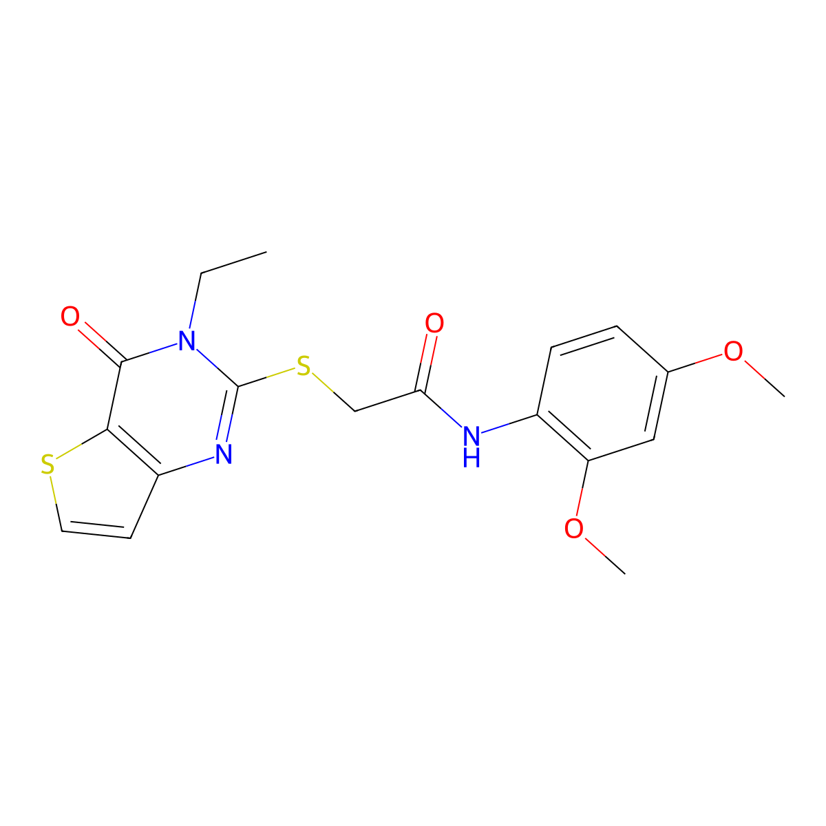 N-(2,4-dimethoxyphenyl)-2-((3-ethyl-4-oxo-3,4-dihydrothieno[3,2-d]pyrimidin-2-yl)thio)acetamide molecular structure, CAS 1252929-46-6