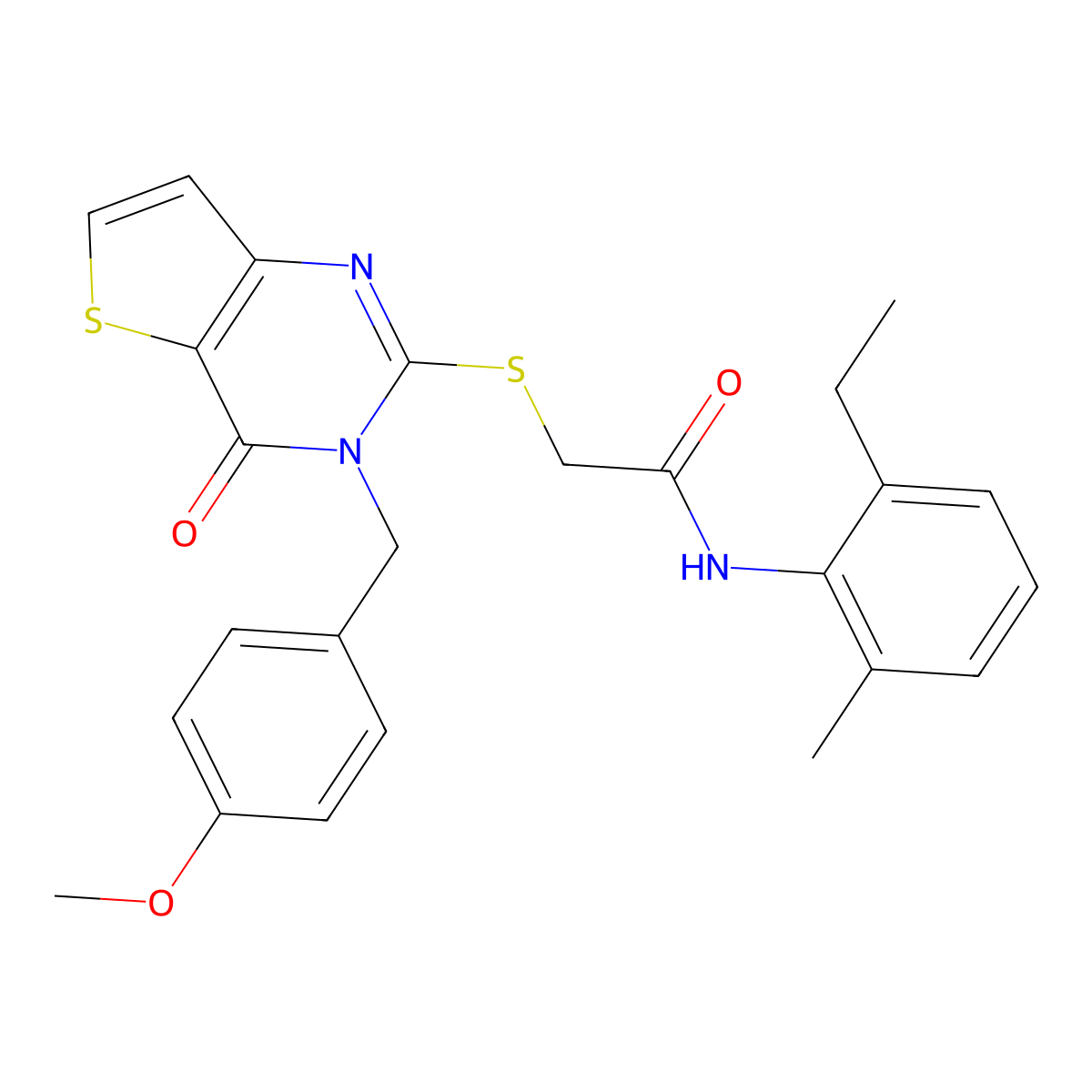 N-(2-ethyl-6-methylphenyl)-2-{[3-(4-methoxybenzyl)-4-oxo-3,4-dihydrothieno[3,2-d]pyrimidin-2-yl]sulfanyl}acetamide molecular structure, CAS 1252929-58-0