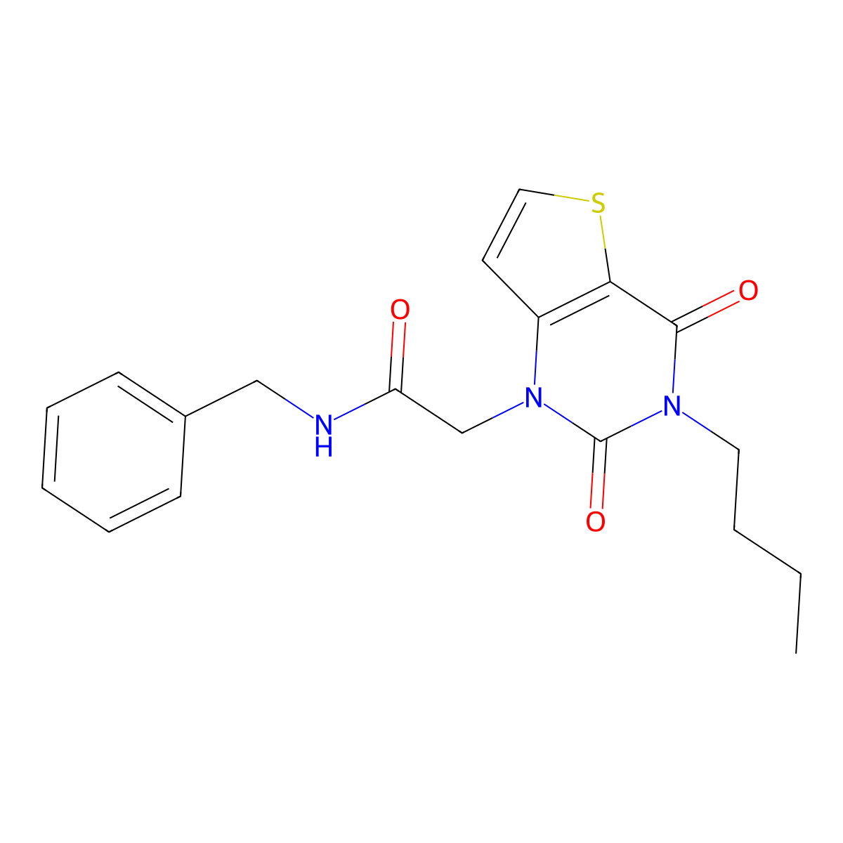 N-benzyl-2-(3-butyl-2,4-dioxo-3,4-dihydrothieno[3,2-d]pyrimidin-1(2H)-yl)acetamide molecular structure, CAS 1252929-61-5