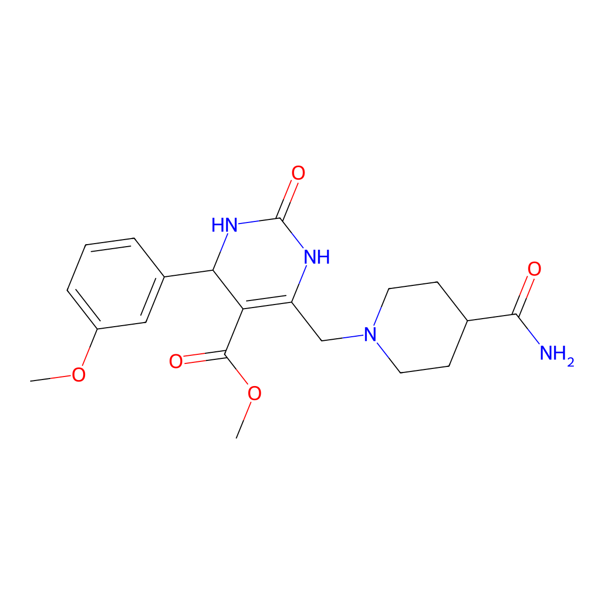 Methyl 6-[(4-carbamoylpiperidin-1-yl)methyl]-4-(3-methoxyphenyl)-2-oxo-1,2,3,4-tetrahydropyrimidine-5-carboxylate molecular structure, CAS 1252929-64-8