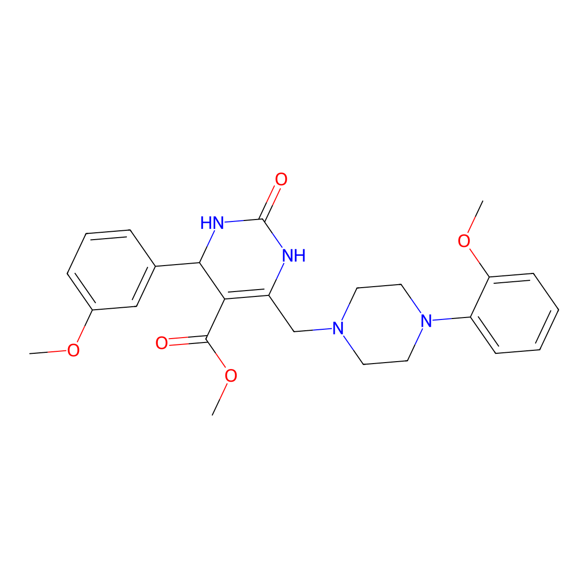 Methyl 4-(3-methoxyphenyl)-6-{[4-(2-methoxyphenyl)piperazin-1-yl]methyl}-2-oxo-1,2,3,4-tetrahydropyrimidine-5-carboxylate molecular structure, CAS 1252929-87-5