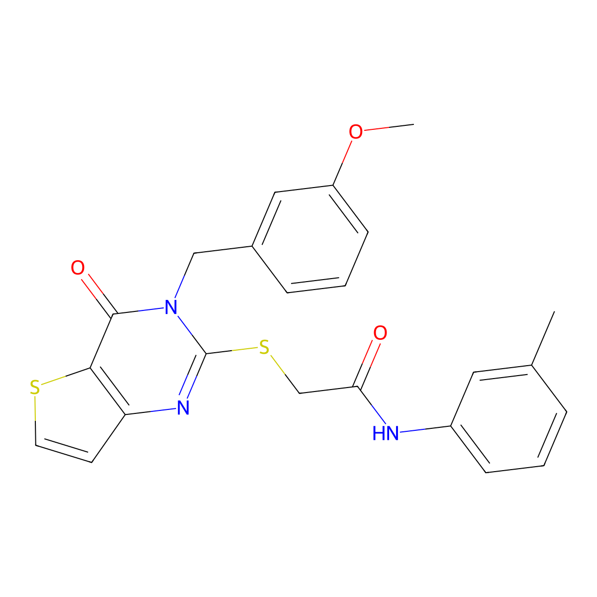 2-{[3-(3-methoxybenzyl)-4-oxo-3,4-dihydrothieno[3,2-d]pyrimidin-2-yl]sulfanyl}-N-(3-methylphenyl)acetamide molecular structure, CAS 1252929-96-6
