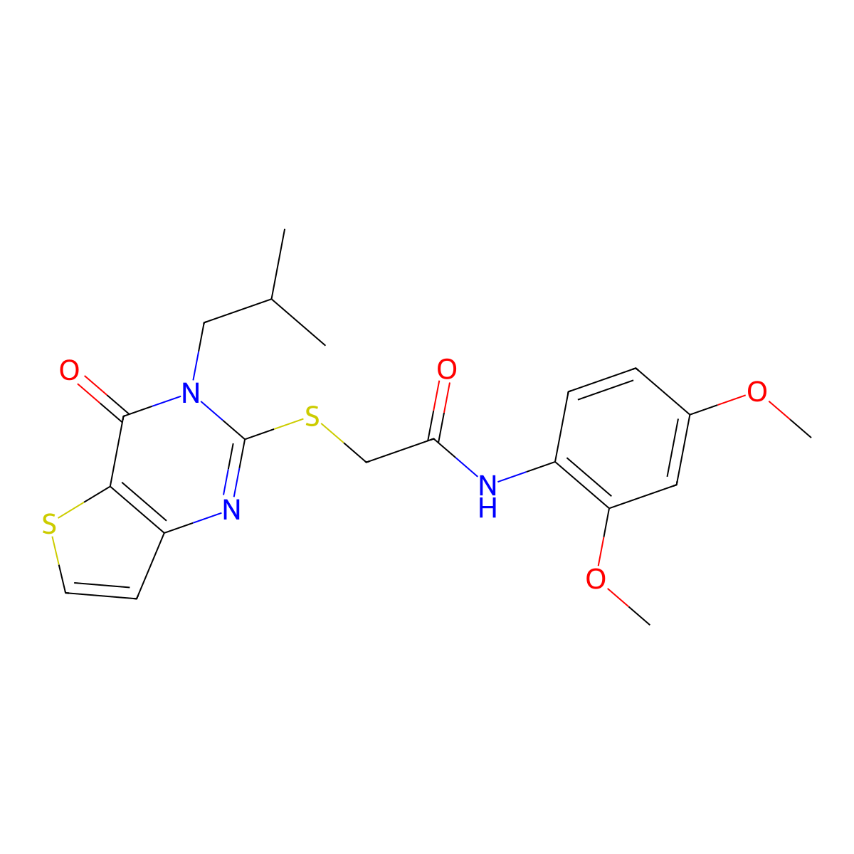 N-(2,4-dimethoxyphenyl)-2-{[3-(2-methylpropyl)-4-oxo-3,4-dihydrothieno[3,2-d]pyrimidin-2-yl]sulfanyl}acetamide molecular structure, CAS 1252930-23-6