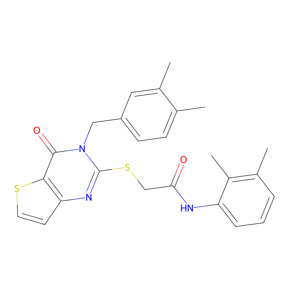 2-{[3-(3,4-dimethylbenzyl)-4-oxo-3,4-dihydrothieno[3,2-d]pyrimidin-2-yl]sulfanyl}-N-(2,3-dimethylphenyl)acetamide molecular structure, CAS 1252930-35-0
