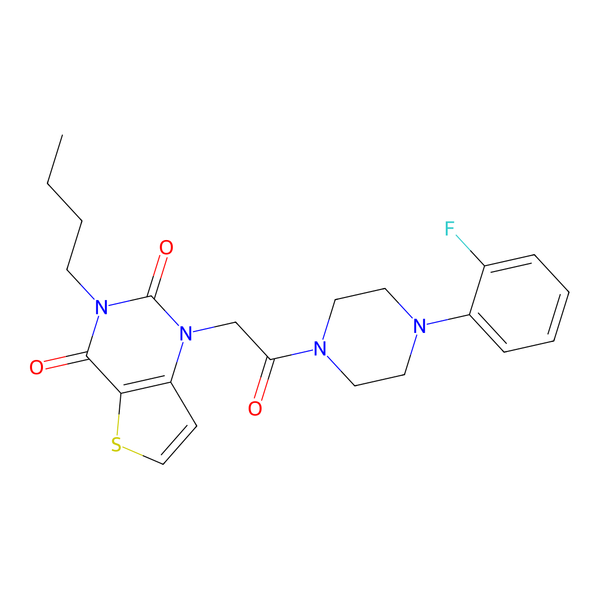 3-butyl-1-(2-(4-(2-fluorophenyl)piperazin-1-yl)-2-oxoethyl)thieno[3,2-d]pyrimidine-2,4(1H,3H)-dione molecular structure, CAS 1252930-68-9