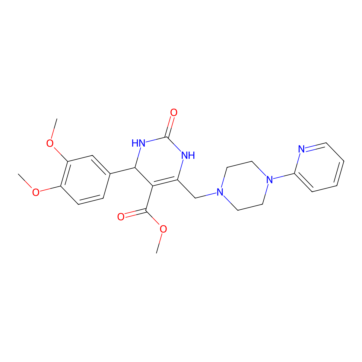 Methyl 4-(3,4-dimethoxyphenyl)-2-oxo-6-{[4-(pyridin-2-yl)piperazin-1-yl]methyl}-1,2,3,4-tetrahydropyrimidine-5-carboxylate molecular structure, CAS 1252930-94-1