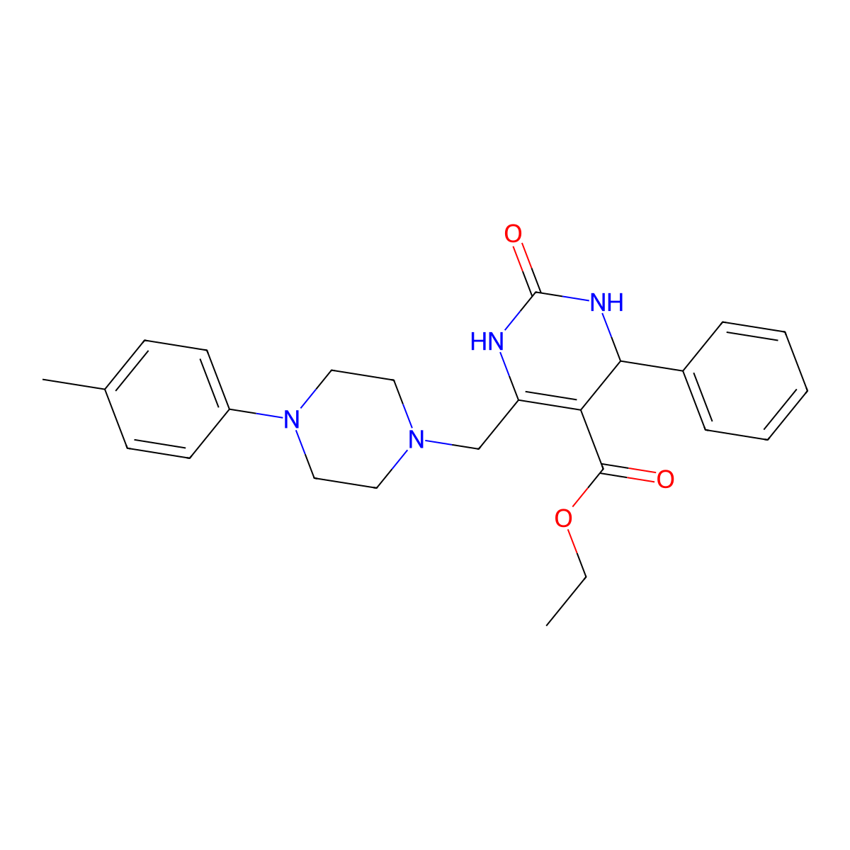 Ethyl 6-{[4-(4-methylphenyl)piperazin-1-yl]methyl}-2-oxo-4-phenyl-1,2,3,4-tetrahydropyrimidine-5-carboxylate molecular structure, CAS 1252931-23-9