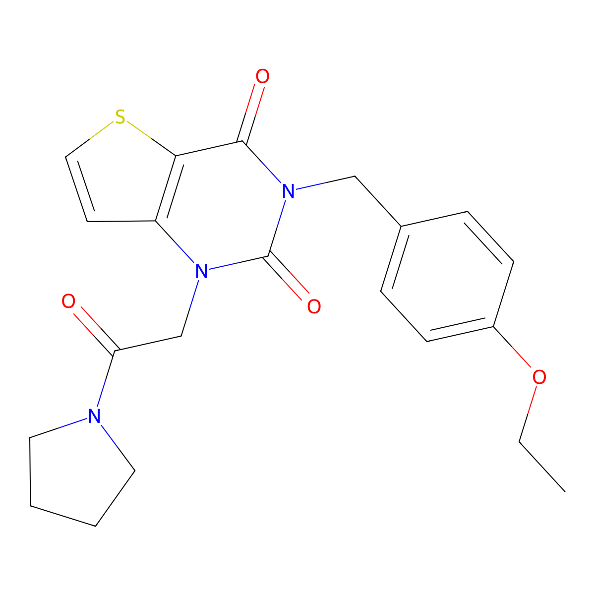 3-(4-ethoxybenzyl)-1-(2-oxo-2-(pyrrolidin-1-yl)ethyl)thieno[3,2-d]pyrimidine-2,4(1H,3H)-dione molecular structure, CAS 1252931-28-4